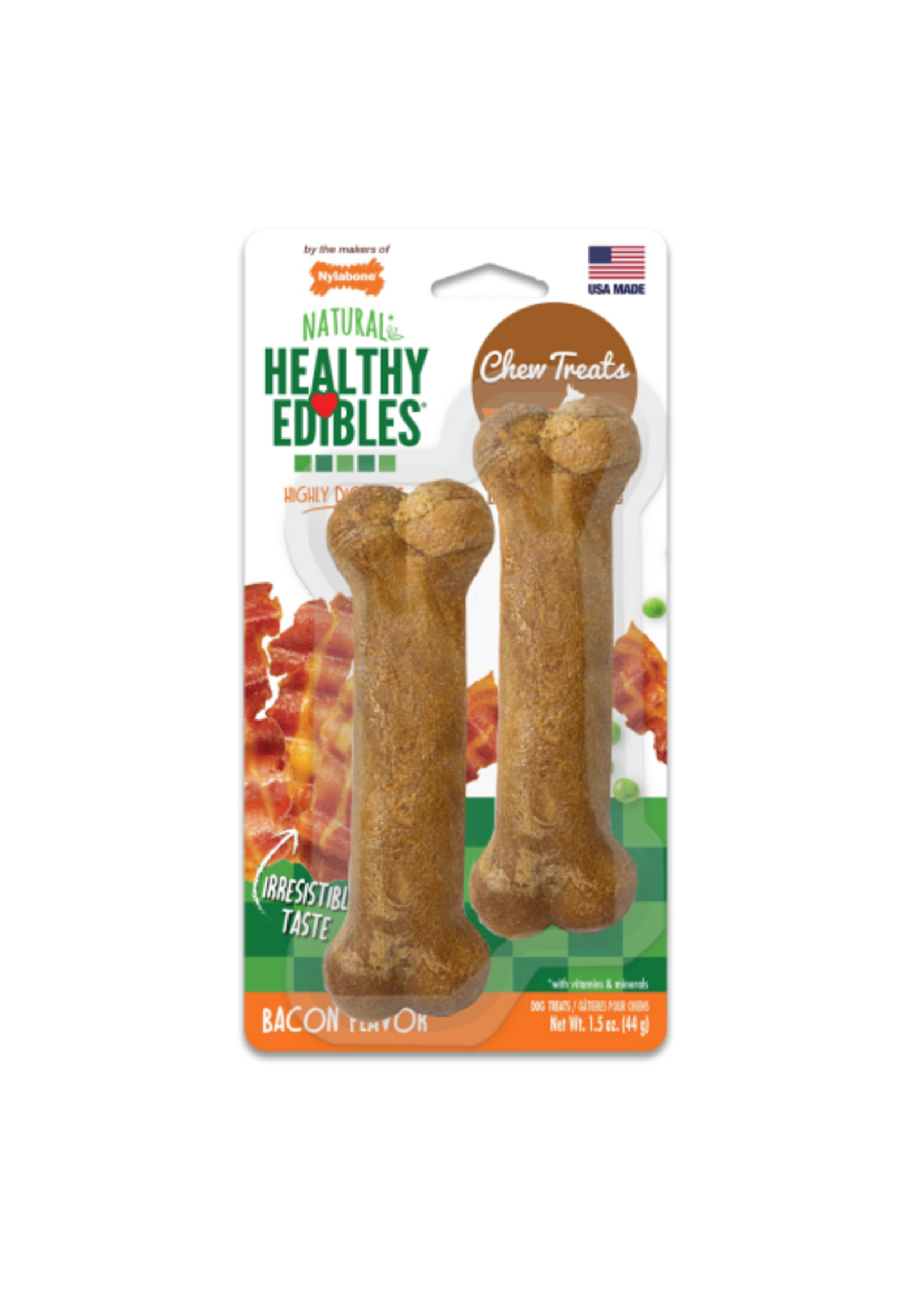 Nylabone NYLABONE EDIBLE BACON-PETITE 2PK
