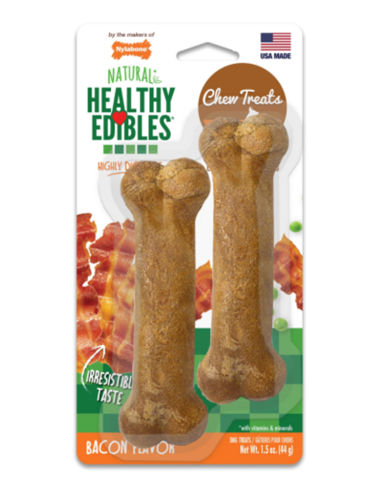 Nylabone NYLABONE EDIBLE BACON-PETITE 2PK