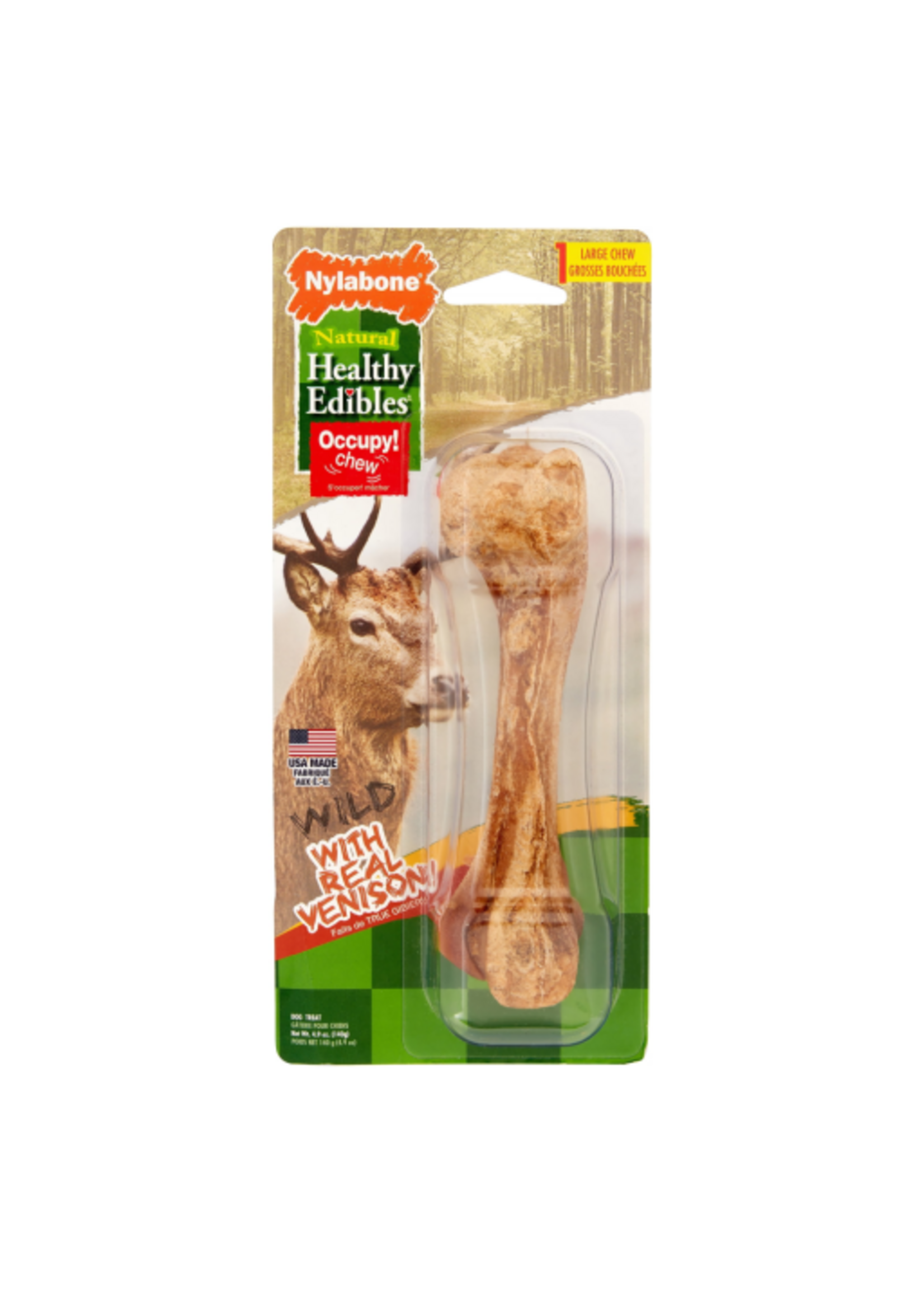 Nylabone Nylabone Natural Healthy Edibles Venison Bone Dog Chew Treats 4.9 Oz