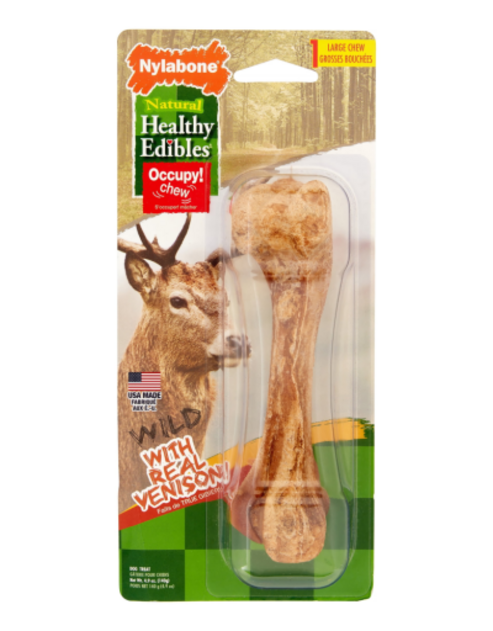 Nylabone Nylabone Natural Healthy Edibles Venison Bone Dog Chew Treats 4.9 Oz