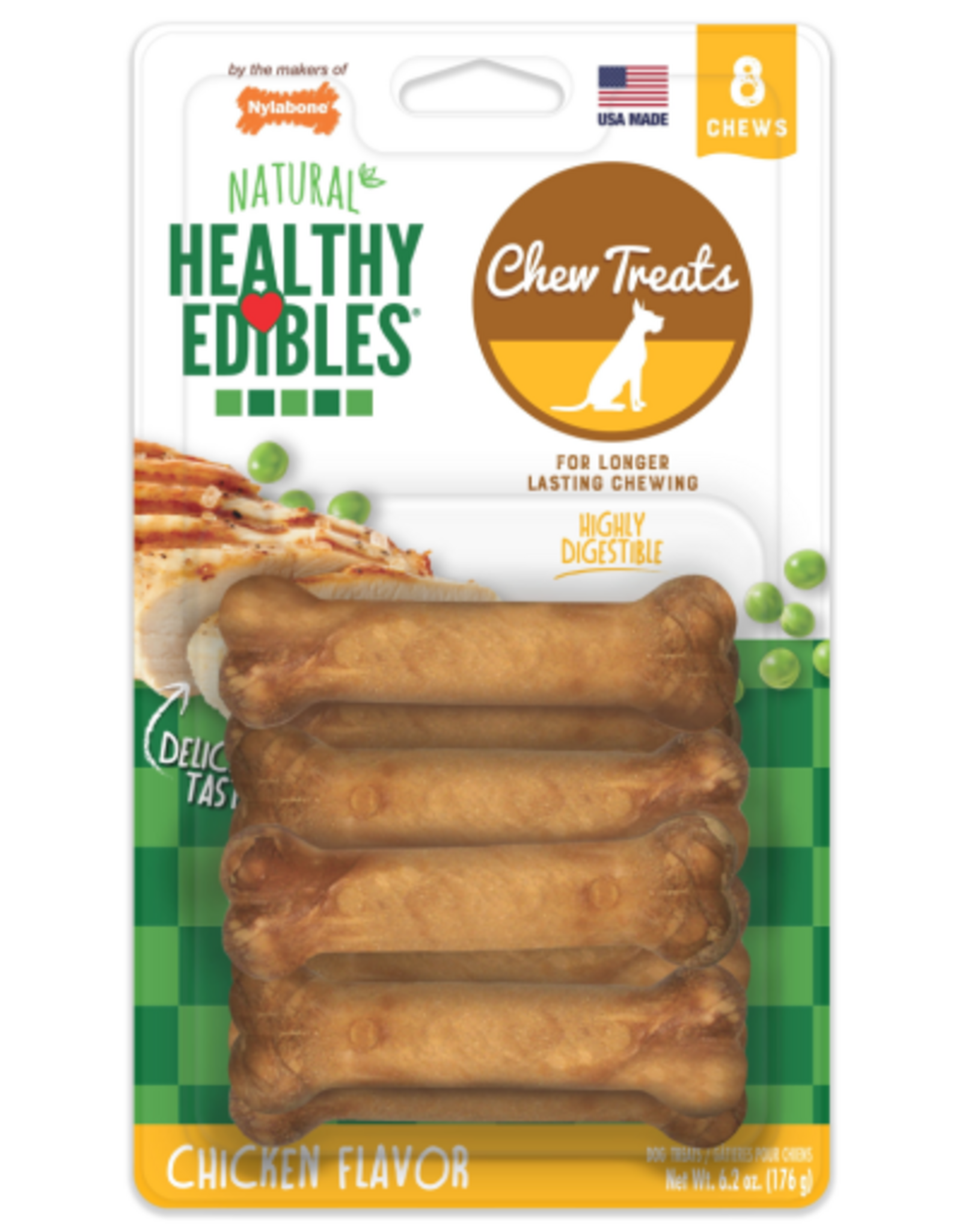 Nylabone Nylabone Healthy Edibles All-Natural Chicken Flavor Dog Chew Treats 8 Count - X-Small