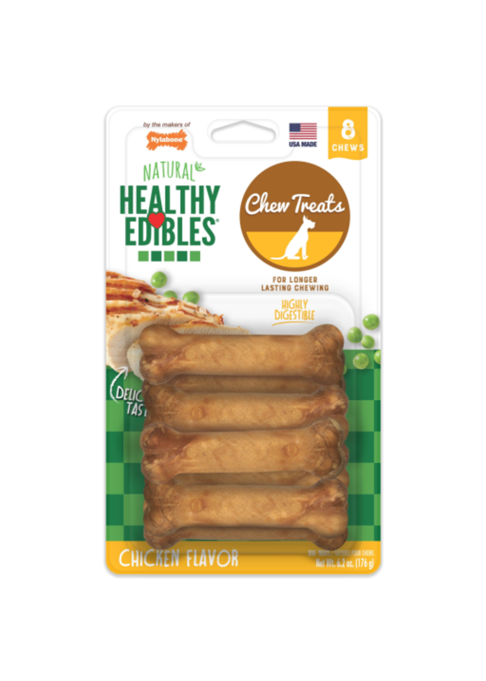 Nylabone Nylabone Healthy Edibles All-Natural Chicken Flavor Dog Chew Treats 8 Count - X-Small