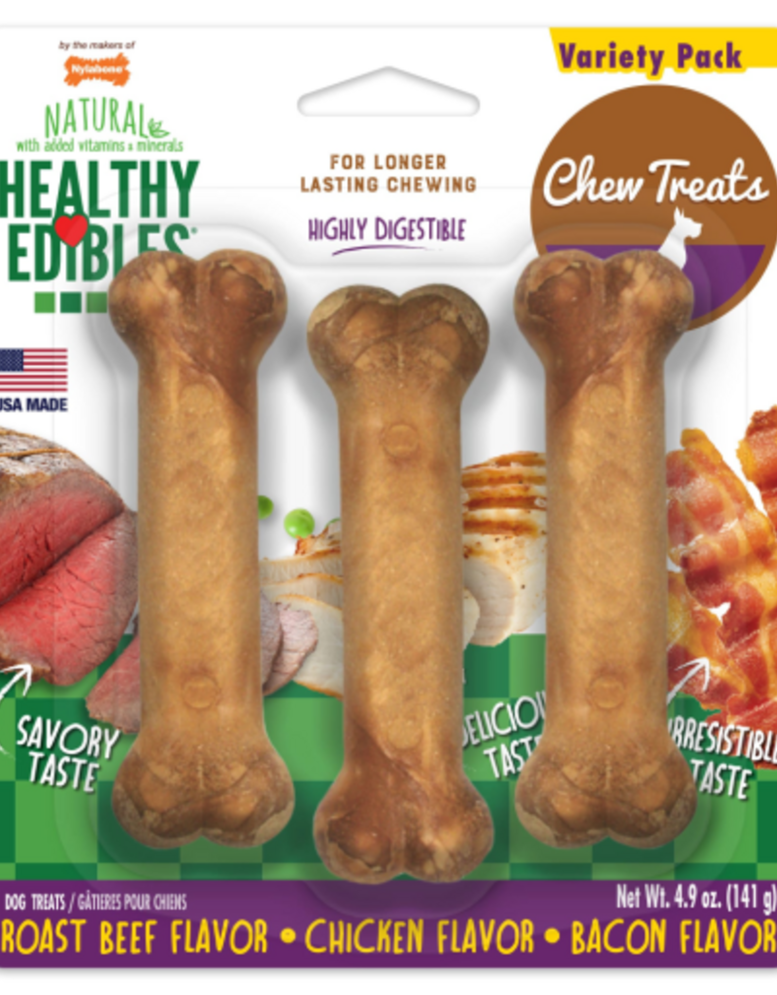 Nylabone Nylabone Healthy Edibles All-Natural Chew Treats Variety 3 Pack - Small