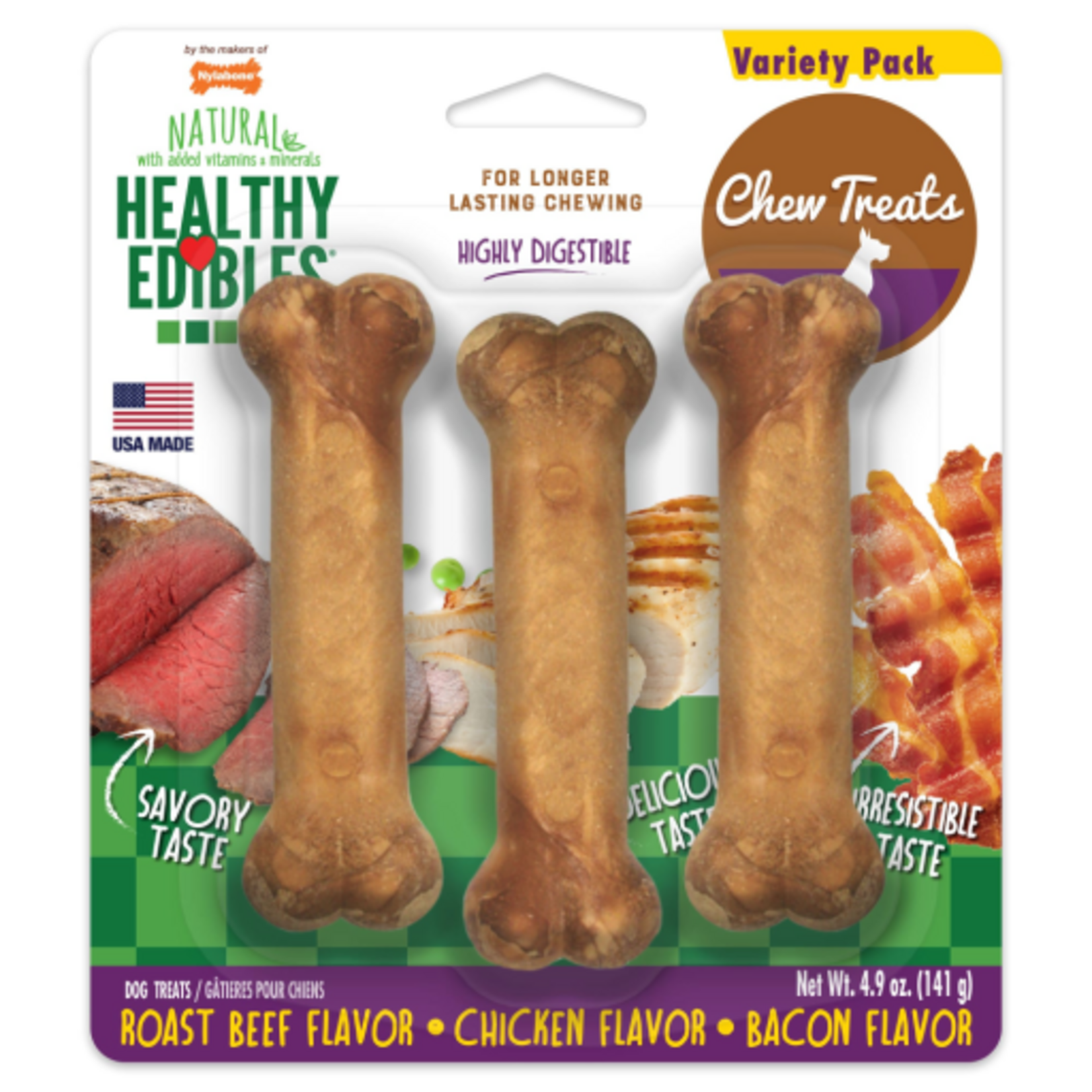 Nylabone Nylabone Healthy Edibles All-Natural Chew Treats Variety 3 Pack - Small
