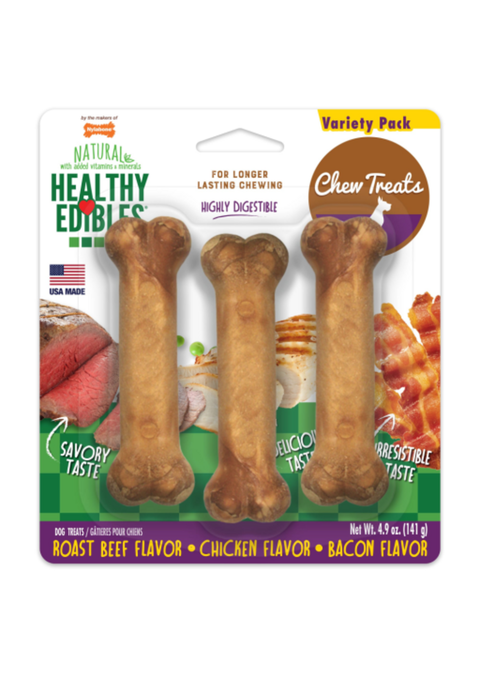 Nylabone Nylabone Healthy Edibles All-Natural Chew Treats Variety 3 Pack - Small