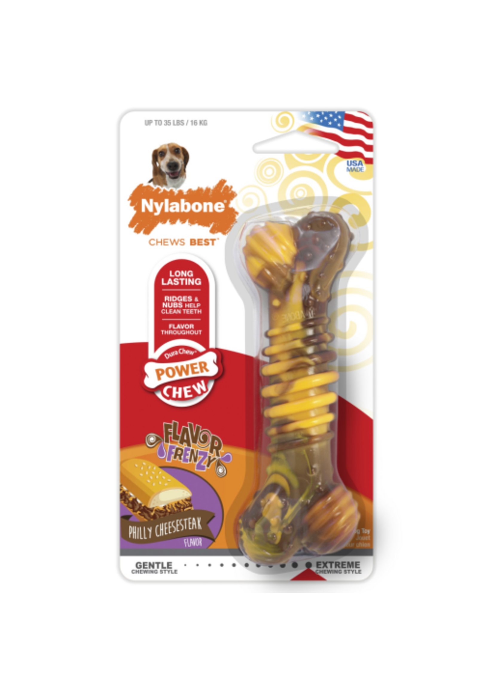 Nylabone Nylabone Flavor Frenzy Power Chew Dog Toy Cheesesteak - Medium