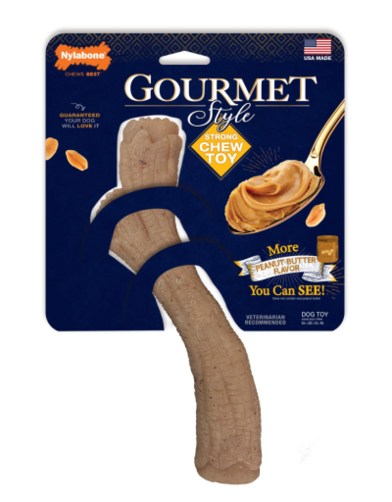 Nylabone Nylabone Gourmet Style Strong Chew Stick Dog Toy Stick Peanut Butter - X-Large