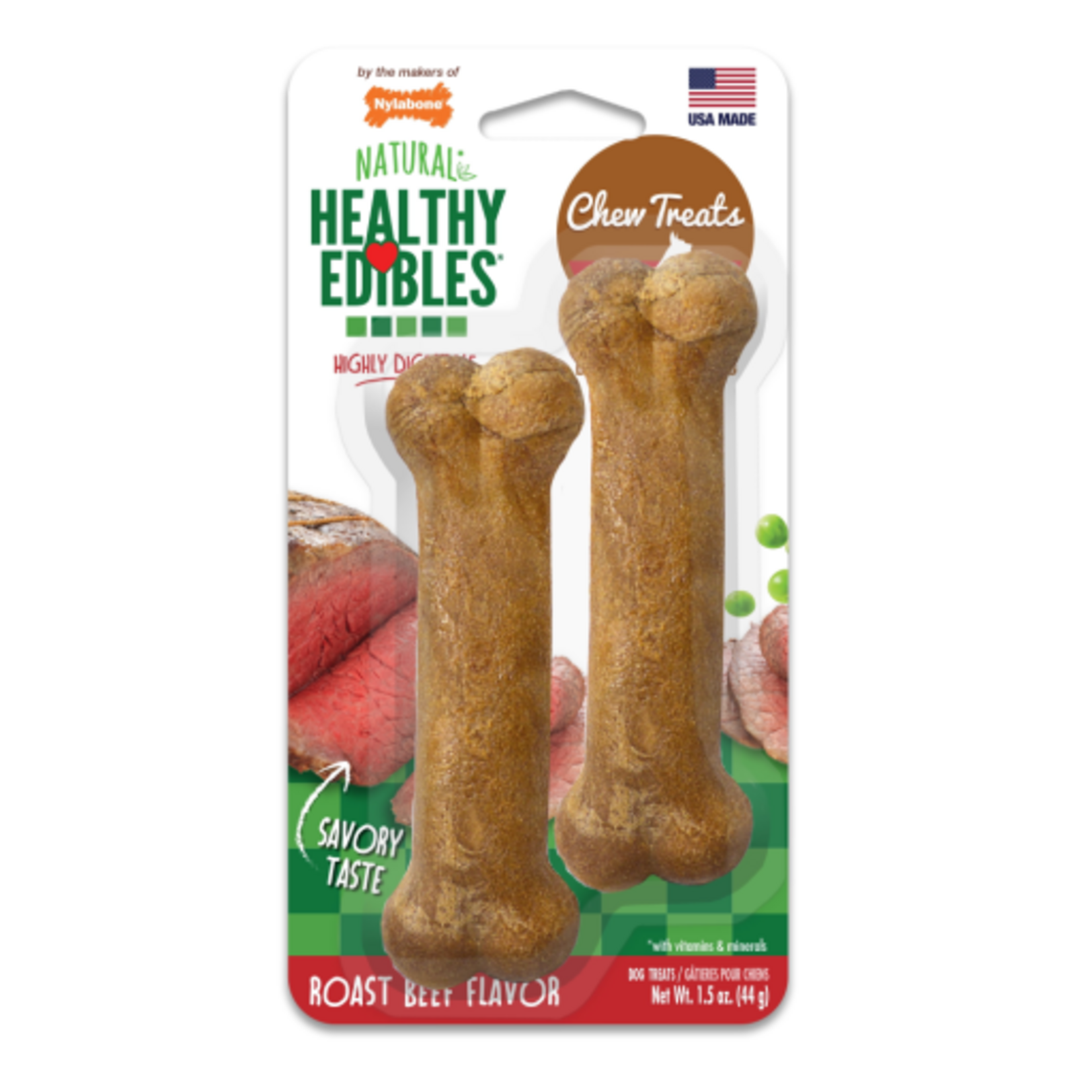 Nylabone NYLABONE HEALTHY EDIBLE ROAST BEEF-PETITE  2PK