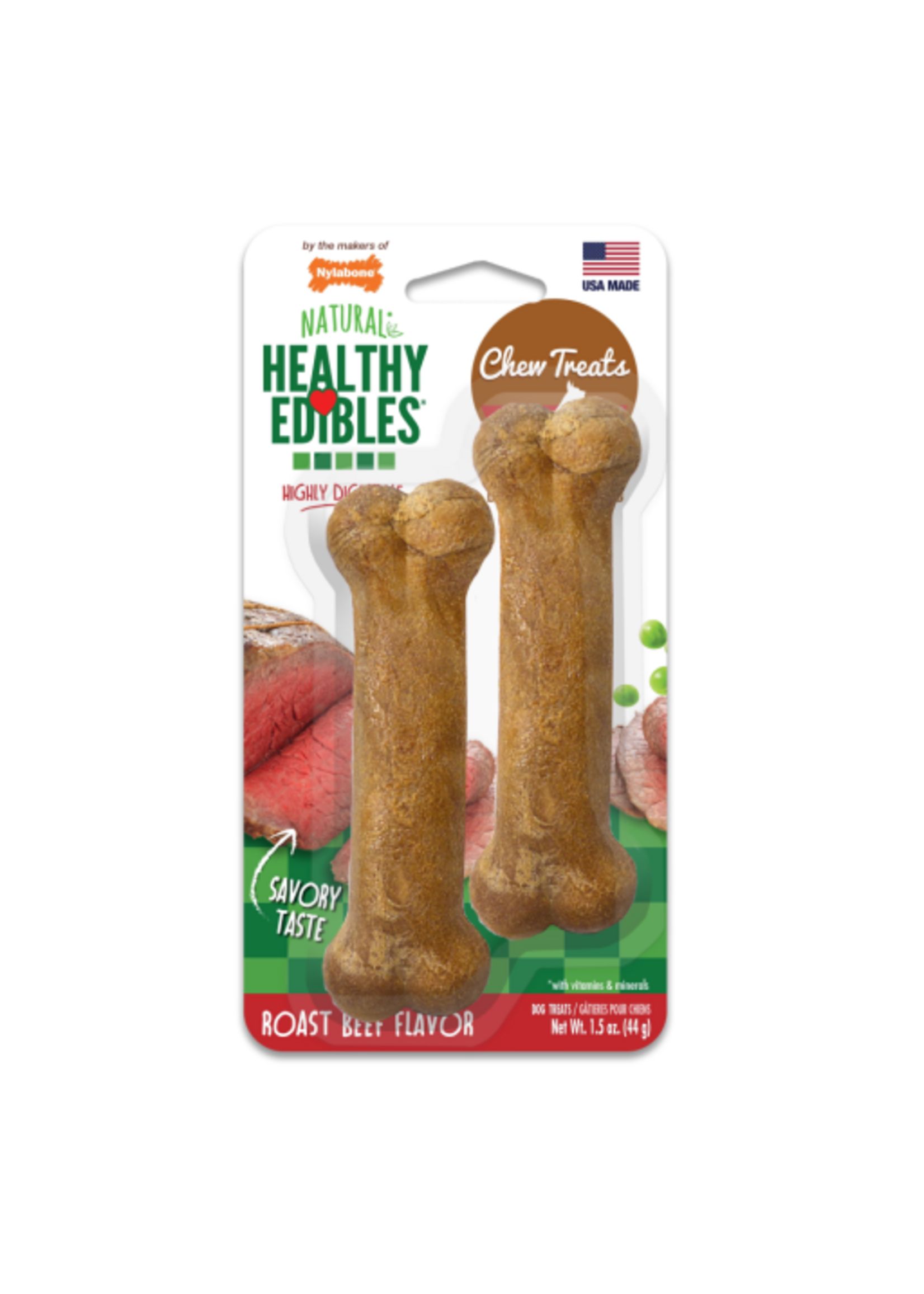 Nylabone NYLABONE HEALTHY EDIBLE ROAST BEEF-PETITE  2PK