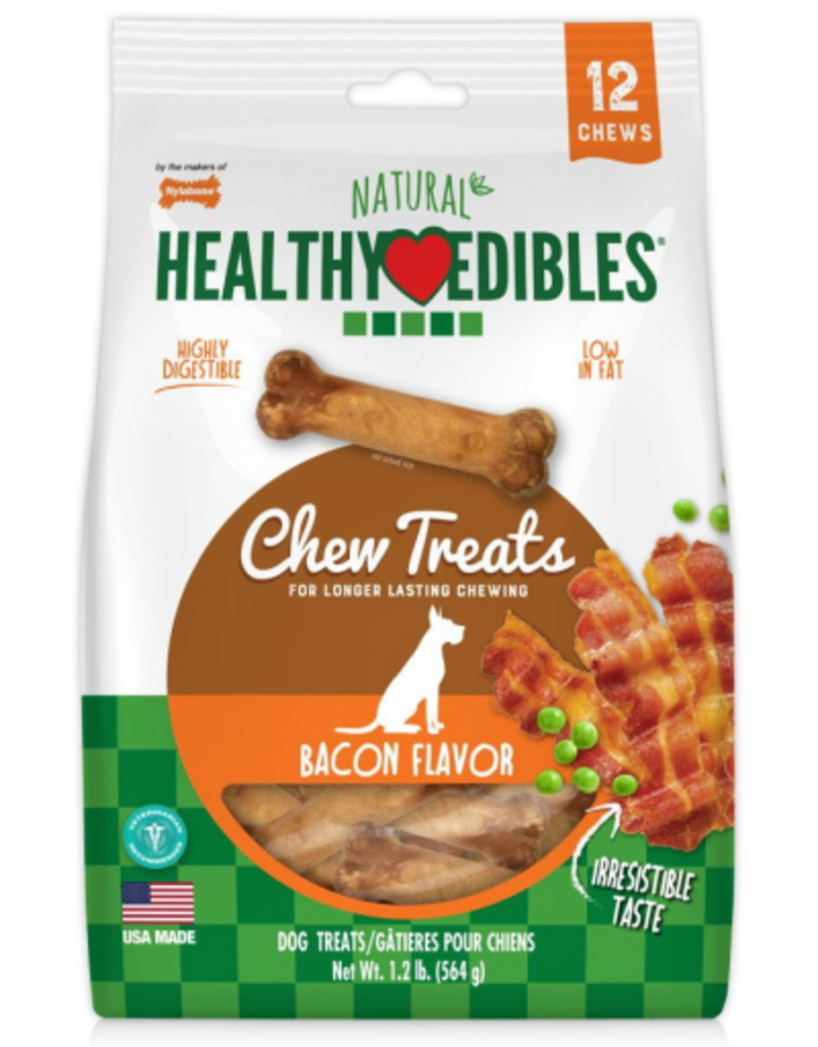 Nylabone Nylabone Healthy Edibles Wholesome Dog Chews - Bacon Flavor  Regular (12 Pack)