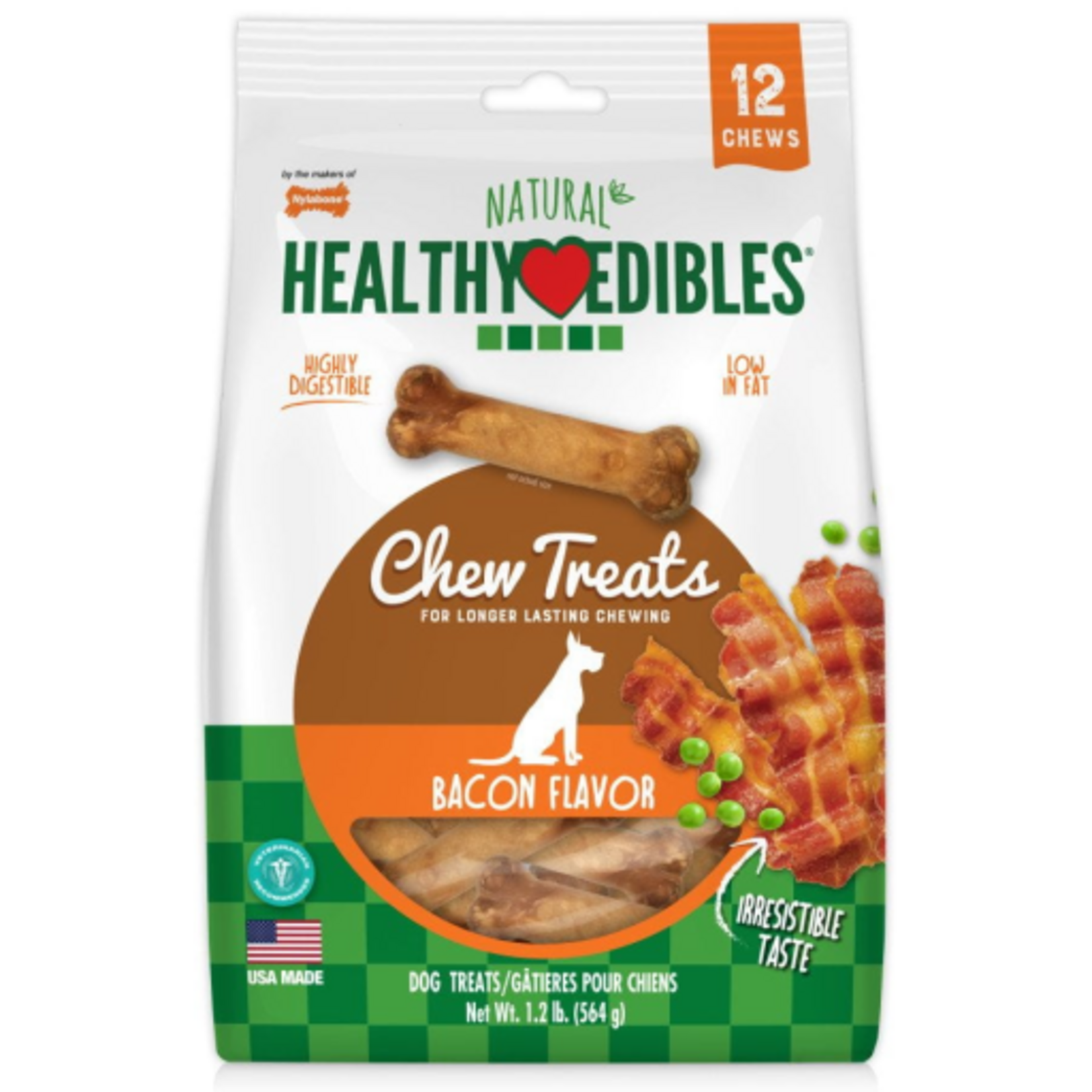 Nylabone Nylabone Healthy Edibles Wholesome Dog Chews - Bacon Flavor  Regular (12 Pack)