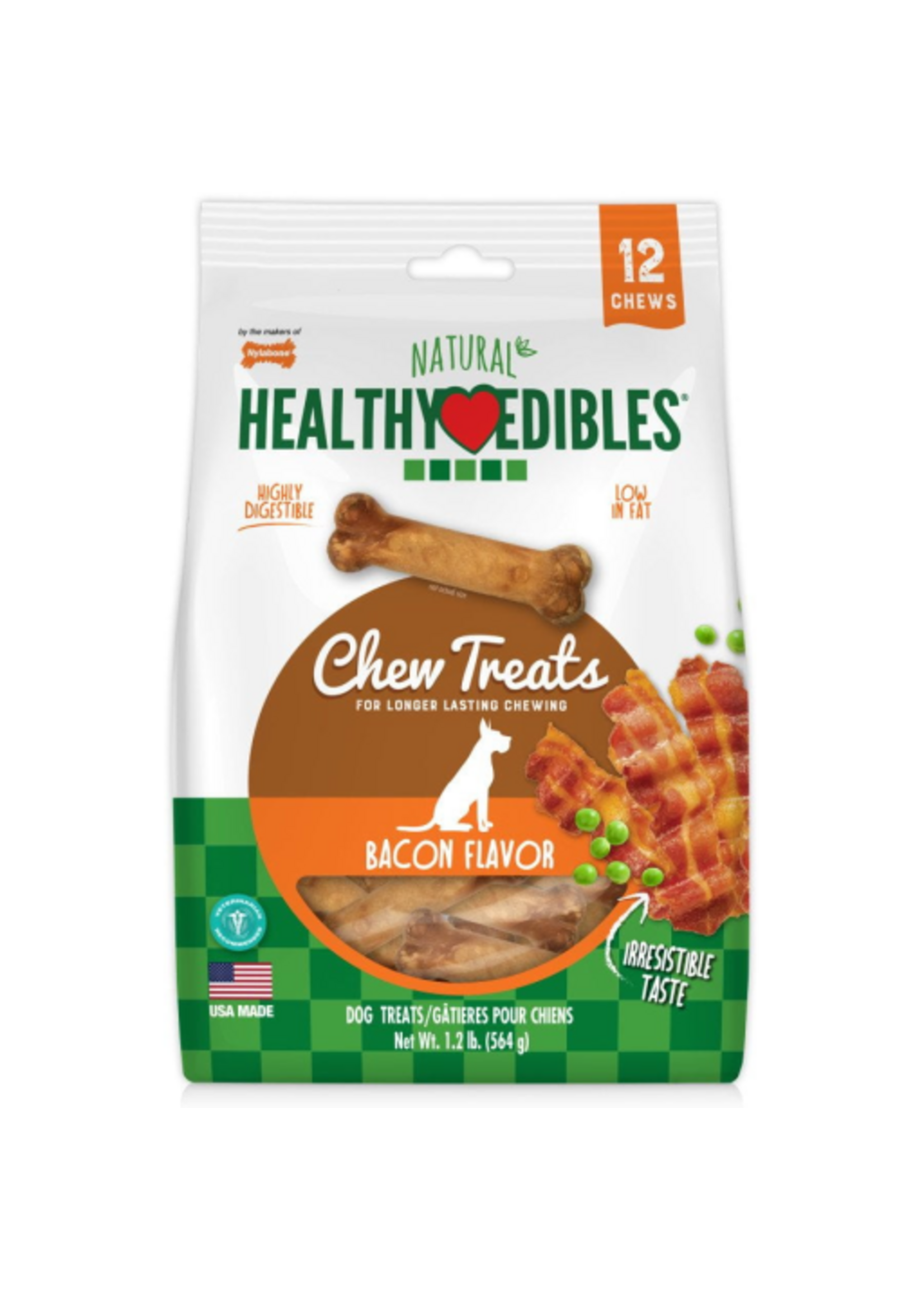 Nylabone Nylabone Healthy Edibles Wholesome Dog Chews - Bacon Flavor  Regular (12 Pack)