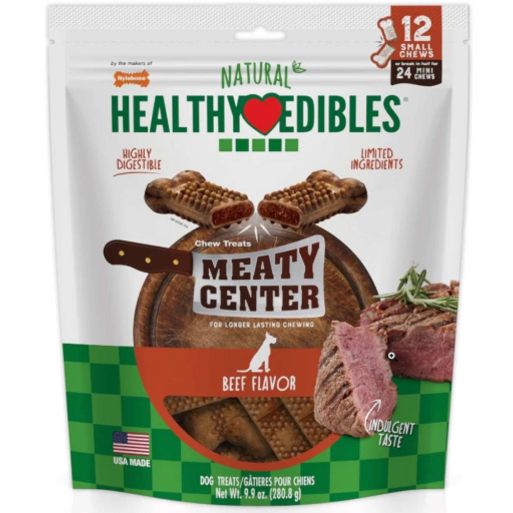 Nylabone Nylabone Healthy Edibles Meaty Center Chews Beef Small