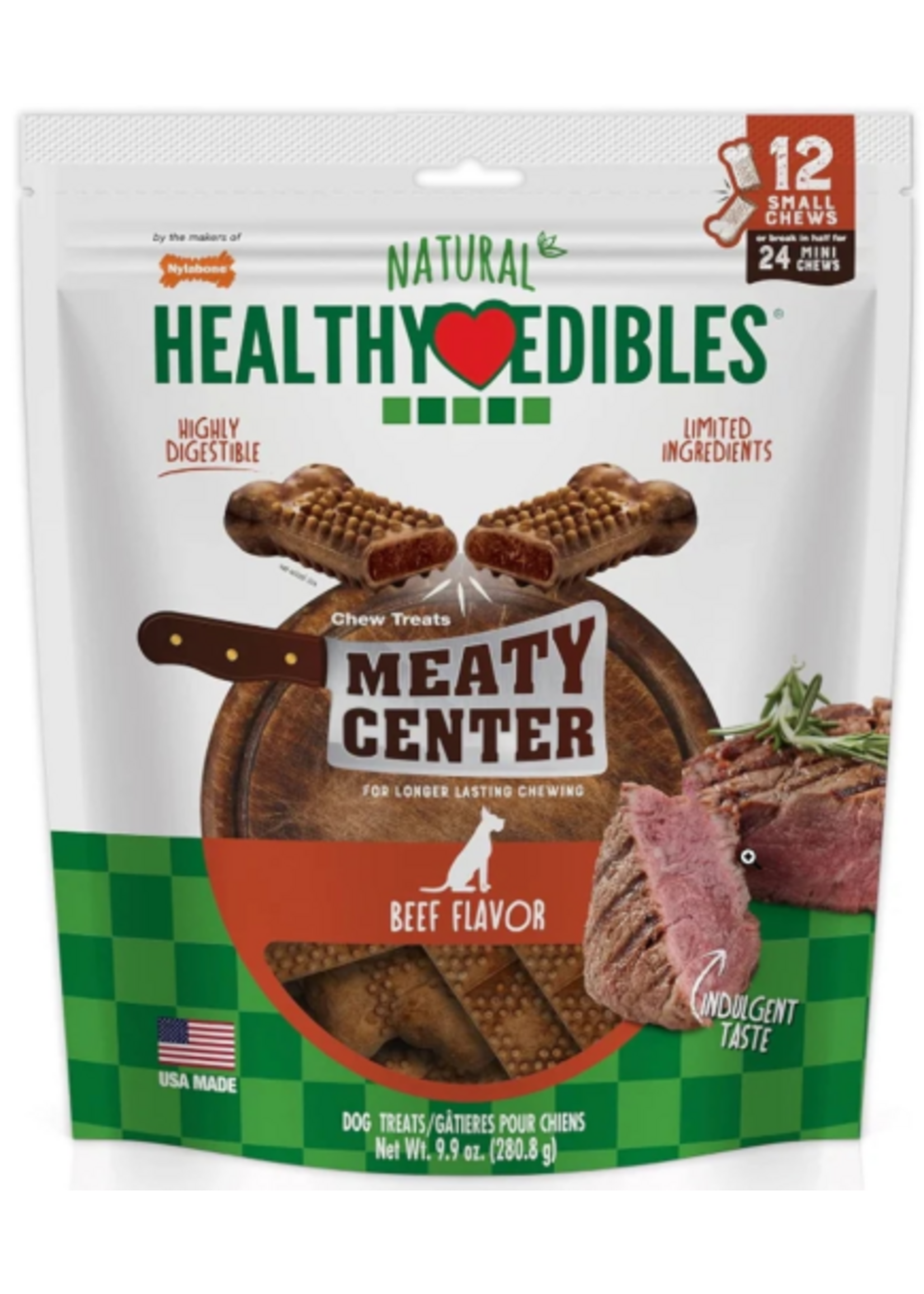 Nylabone Nylabone Healthy Edibles Meaty Center Chews Beef Small