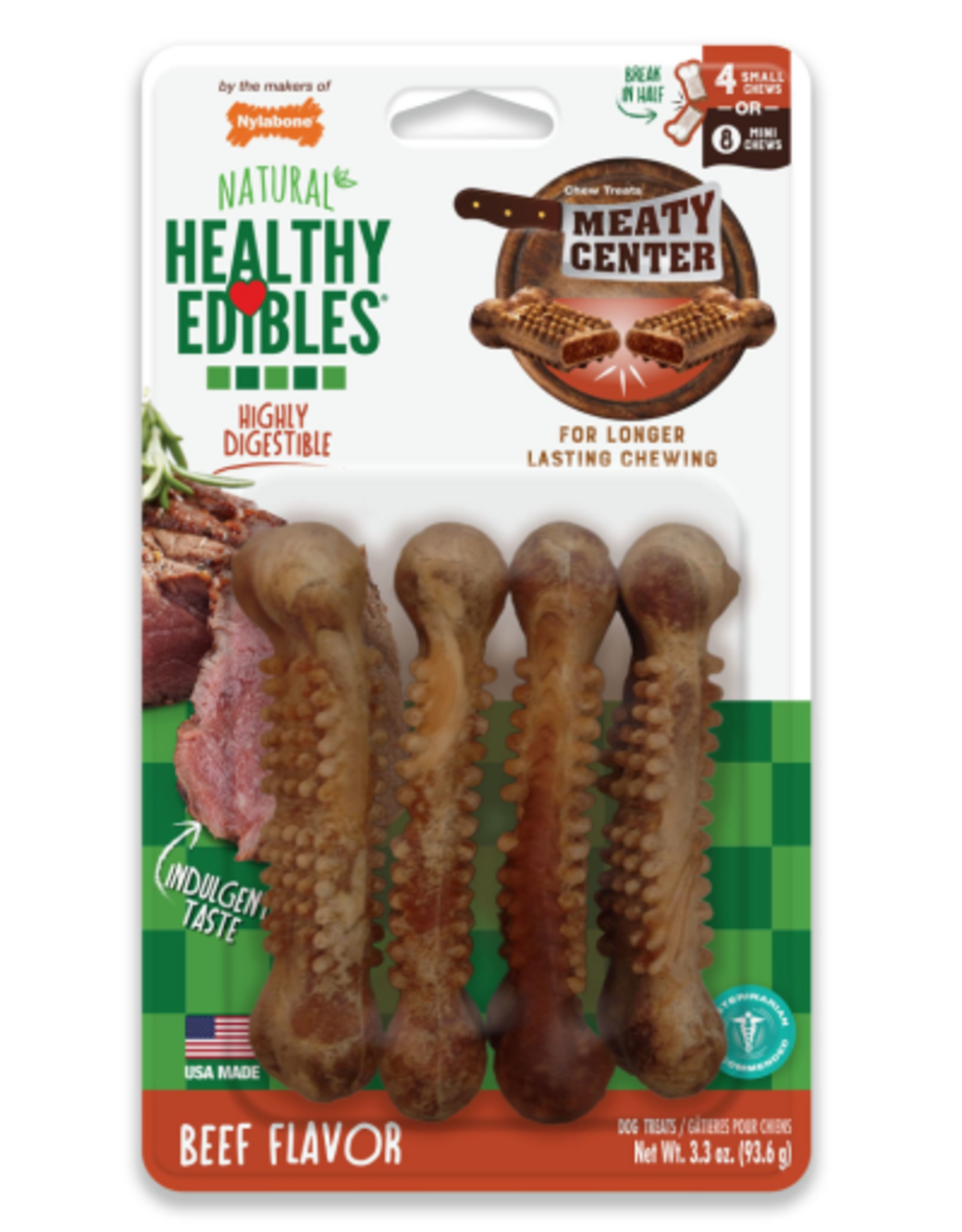 Nylabone Nylabone Healthy Edibles Meaty Center Chews Beef Small