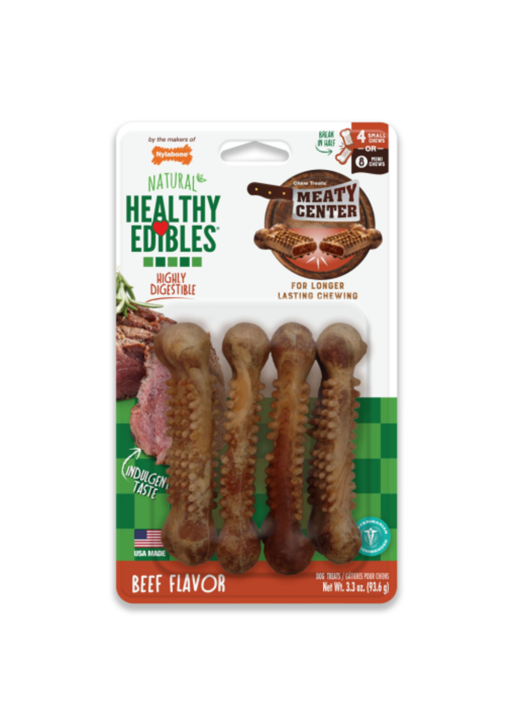 Nylabone Nylabone Healthy Edibles Meaty Center Chews Beef Small