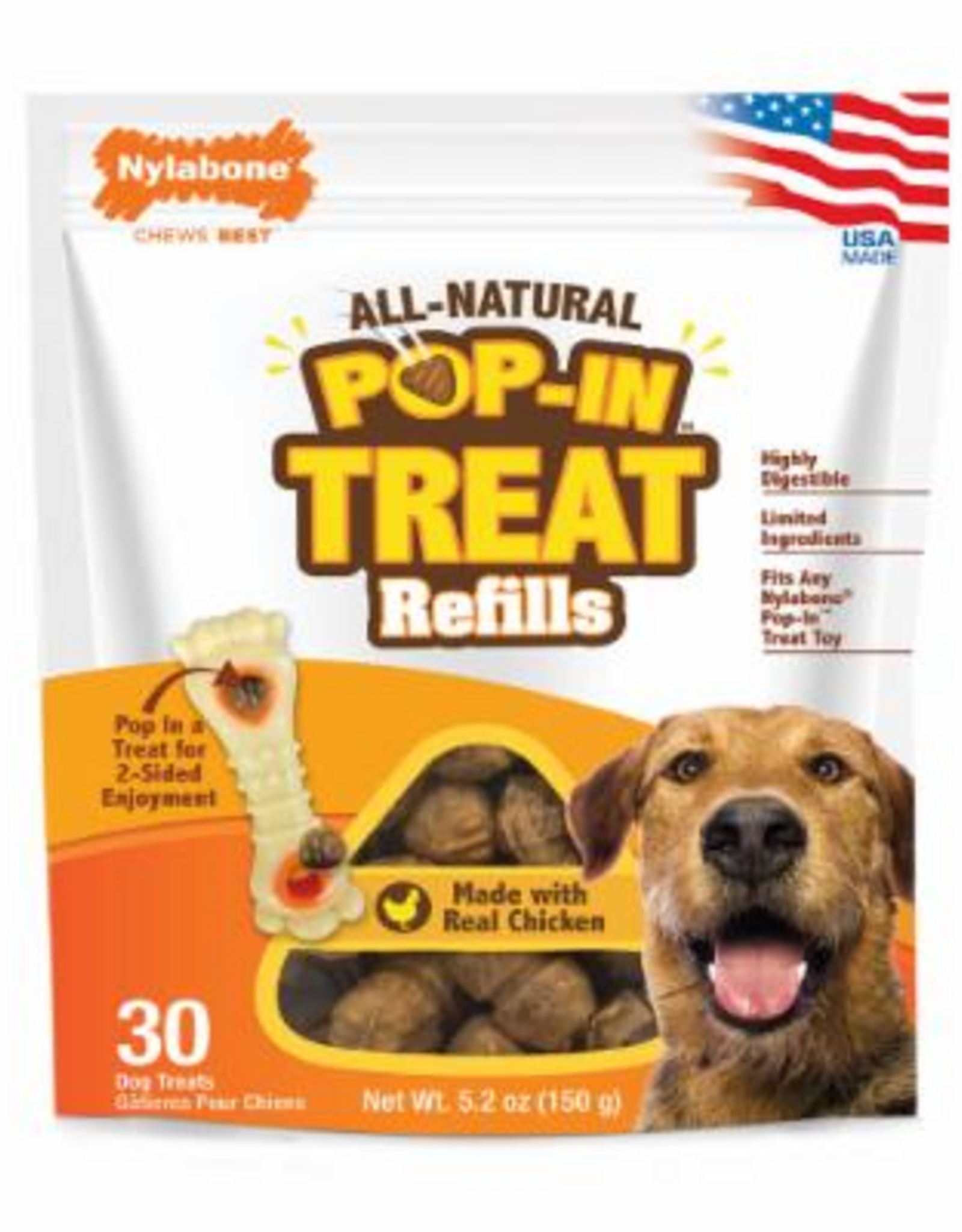 Nylabone Nylabone All-Natural Pop-In Dog Treat Refills Chicken All Sizes (30 Count)