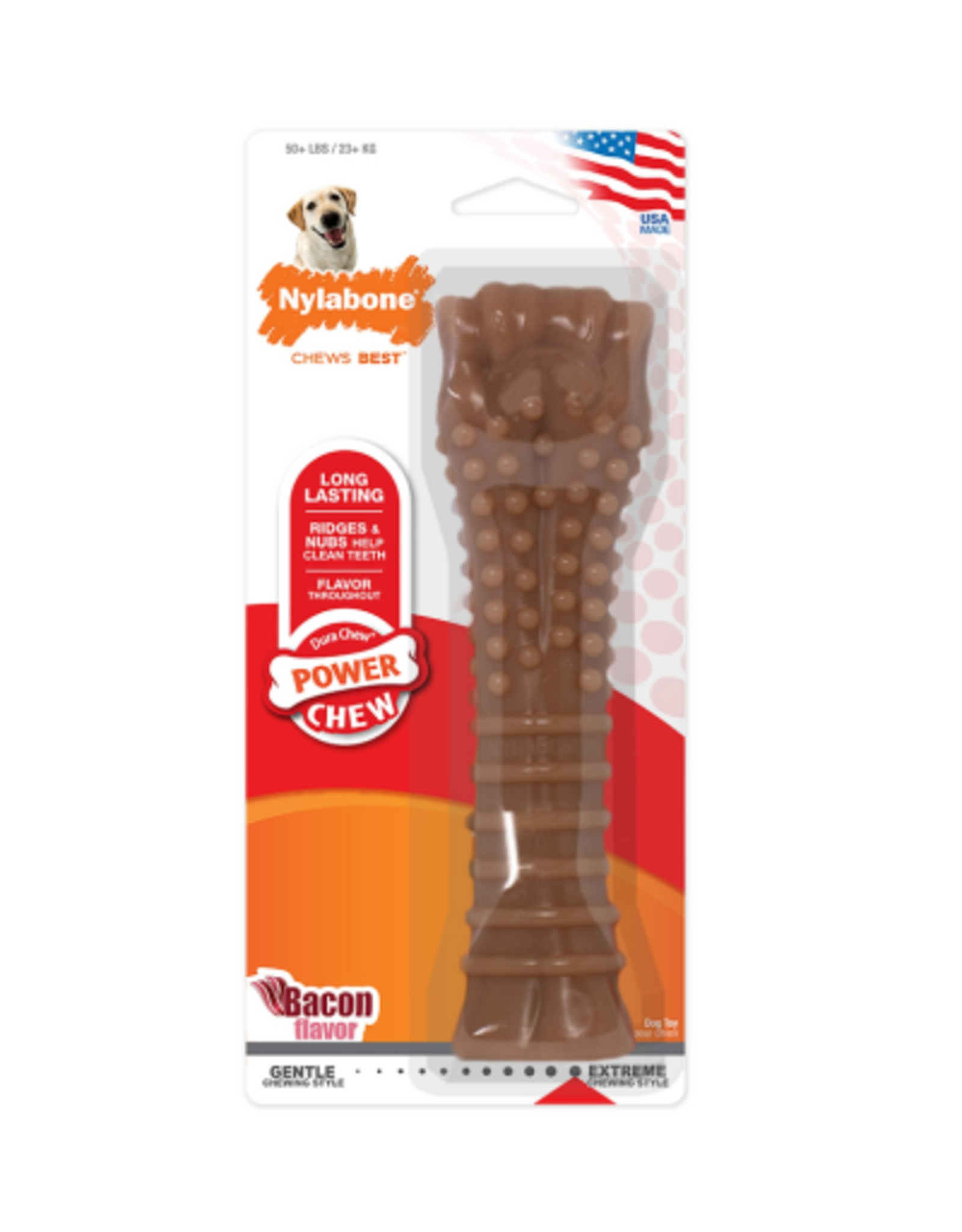 Nylabone Nylabone Dental Bacon Bone Dog Chew Toy - X-Large
