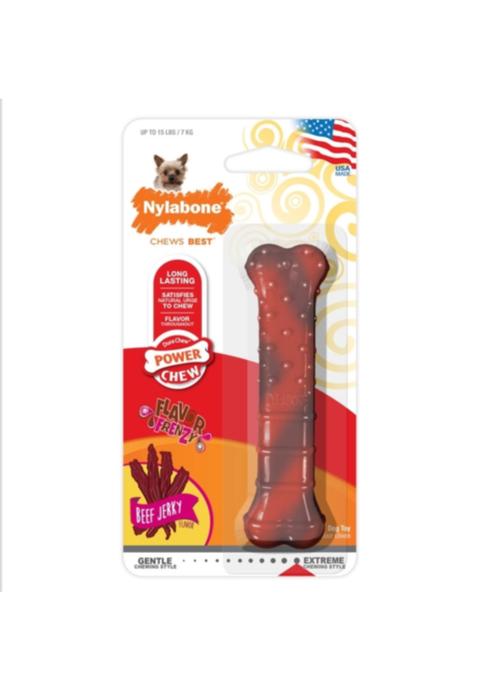 Nylabone Nylabone Flavor Frenzy Power Chew Dog Toy Beef Jerky - X-Small