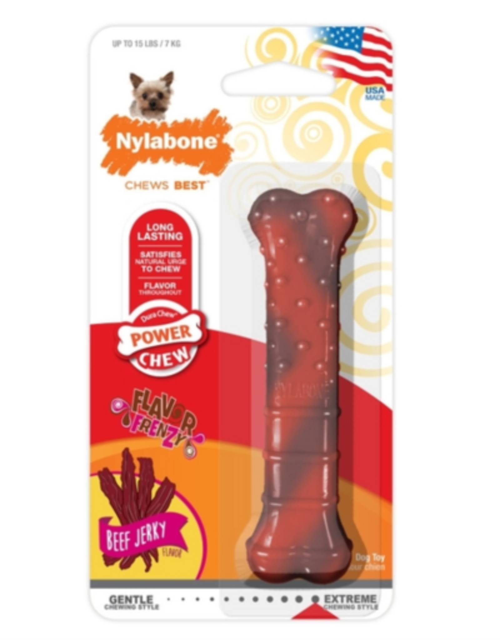 Nylabone Nylabone Flavor Frenzy Power Chew Dog Toy Beef Jerky - X-Small