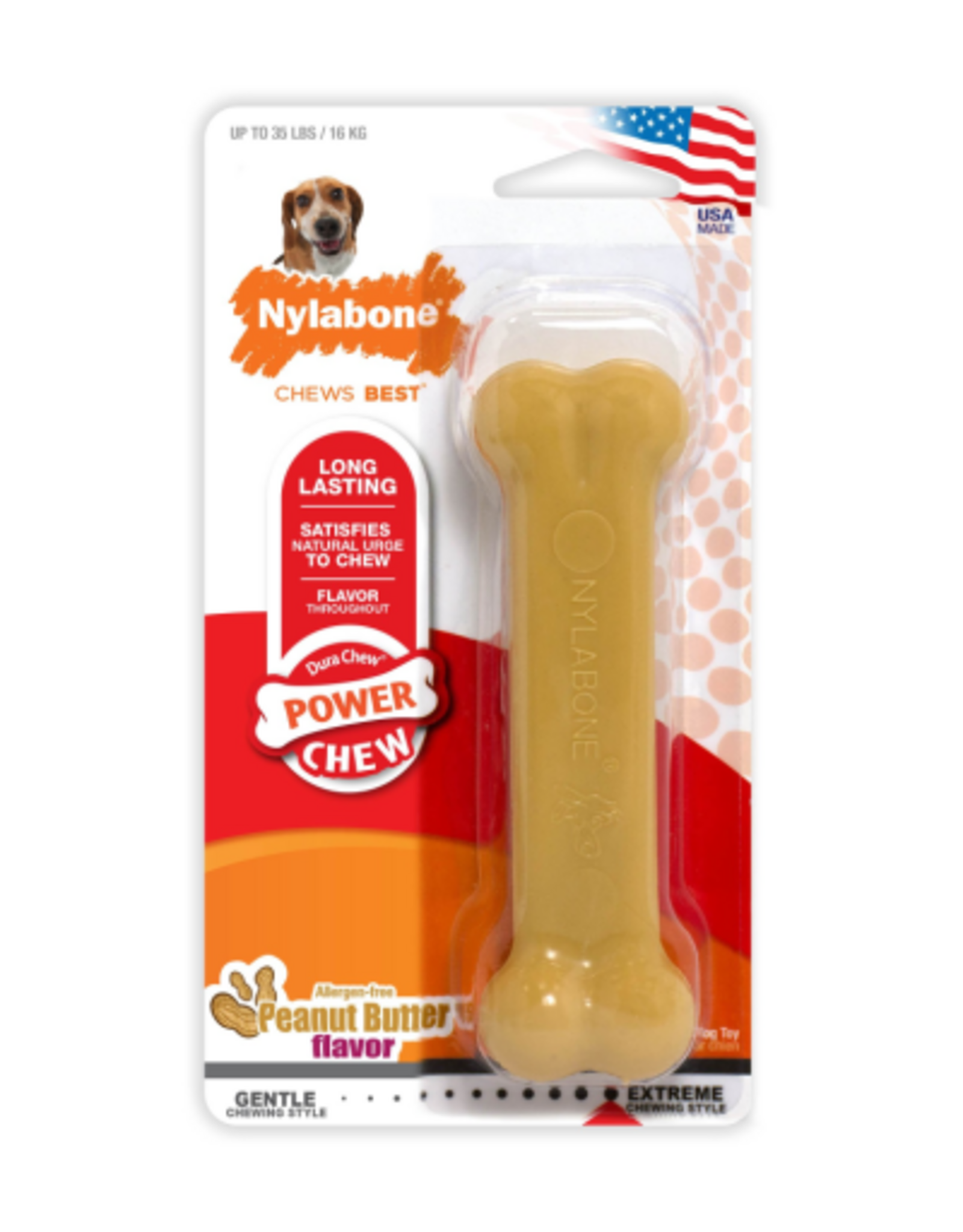 Nylabone Nylabone Dental Peanut Butter Bone Dog Chew Toy - Medium