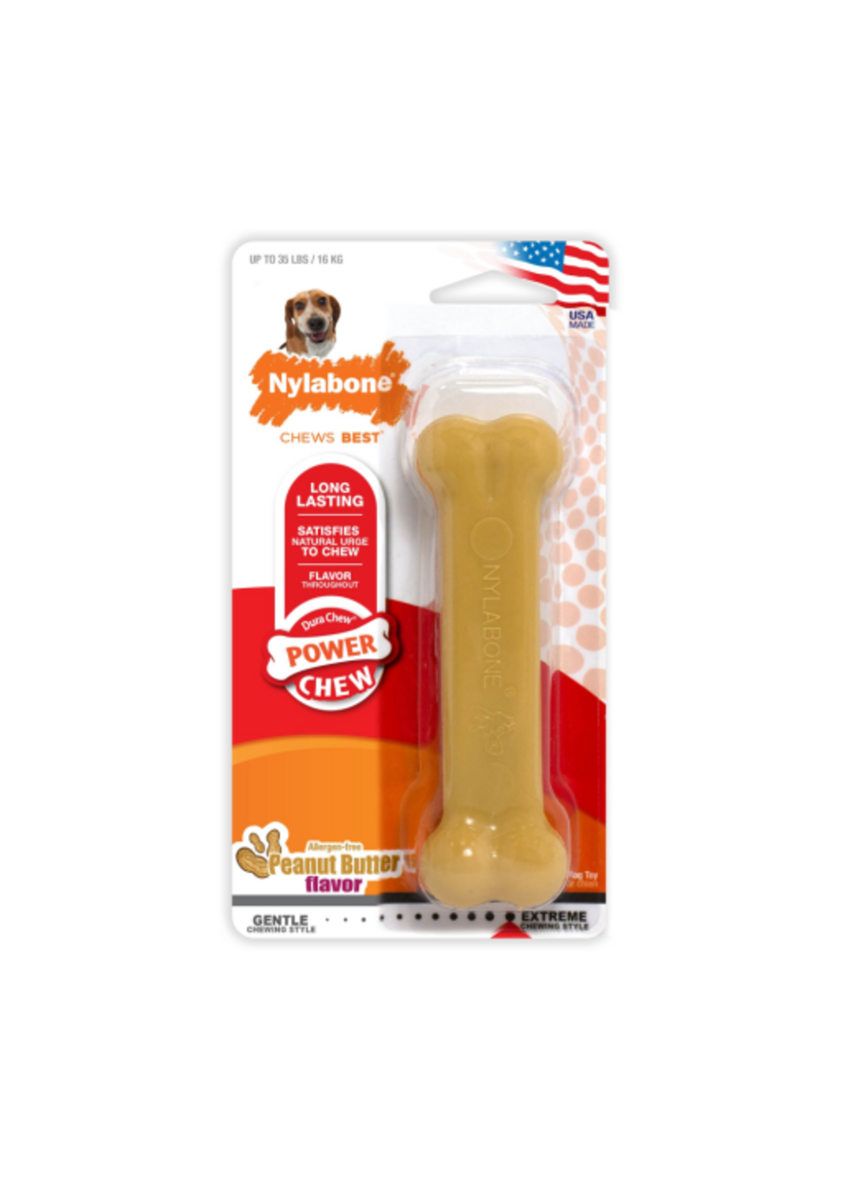 Nylabone Nylabone Dental Peanut Butter Bone Dog Chew Toy - Medium