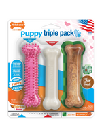 Nylabone Nylabone Puppy Chew Toys & Treat Triple Pack Chicken & Bacon - Small