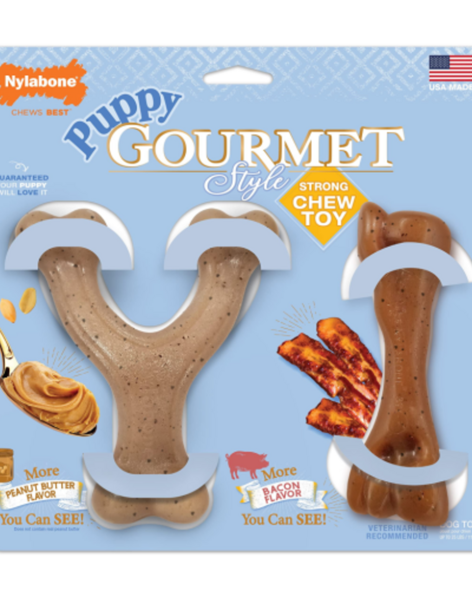 Nylabone Nylabone Puppy Gourmet Style Strong Chew Toy Bacon Peanut Butter - Small