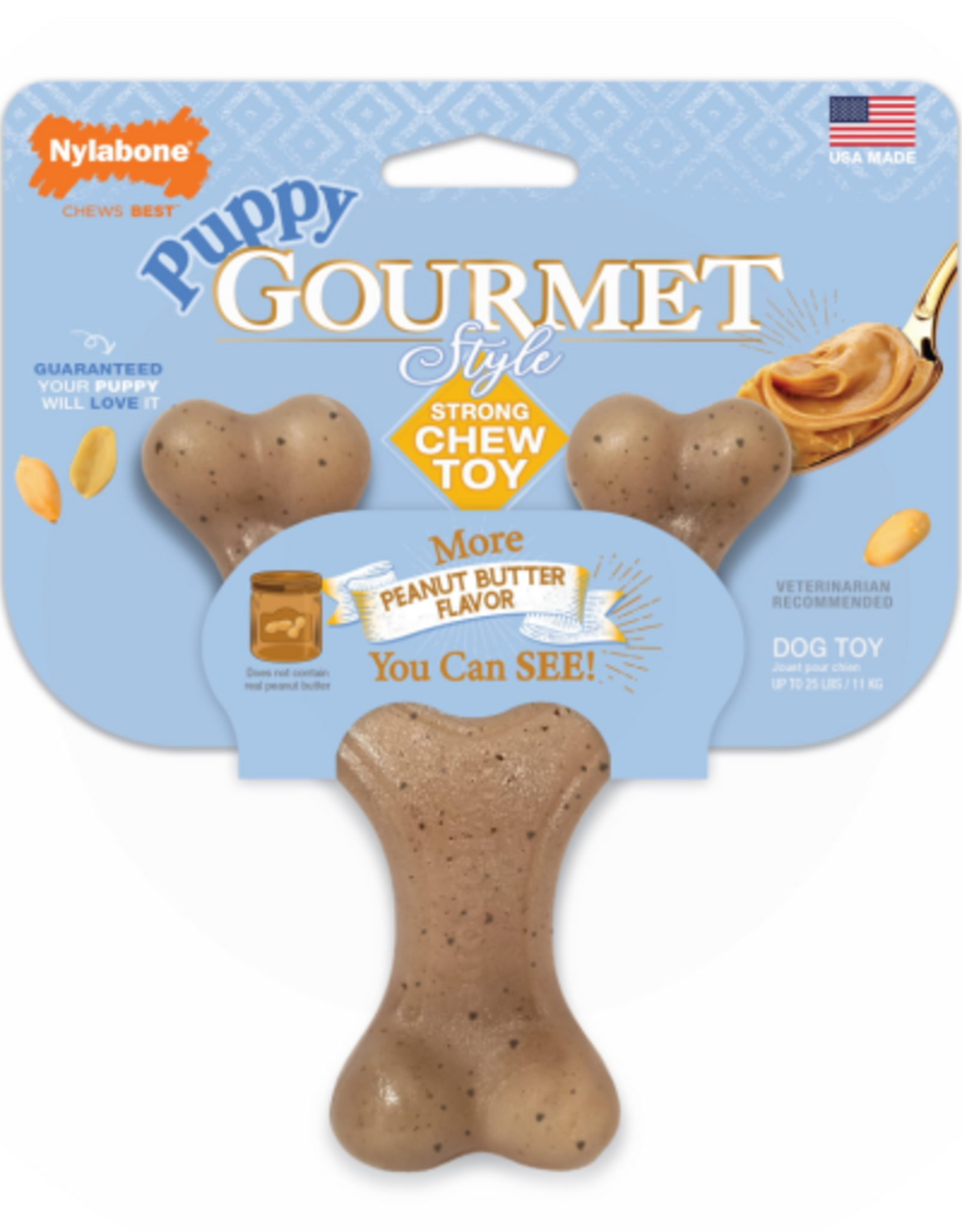 Nylabone Nylabone Gourmet Style Strong Wishbone Puppy Chew Toy Peanut Butter - Small