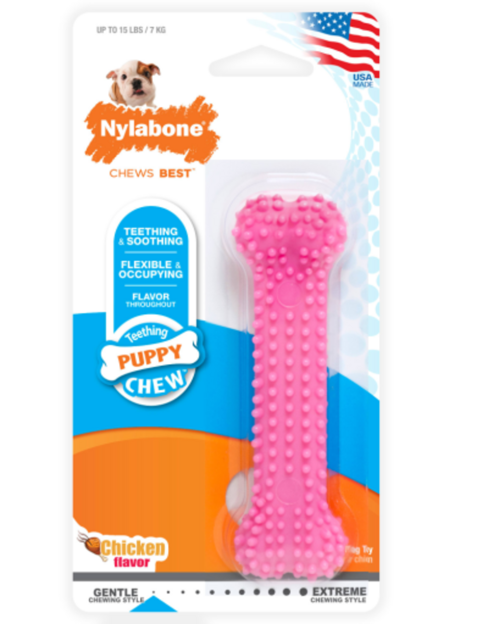 Nylabone Nylabone Puppy Teething & Soothing Flexible Chew Toy Chicken - Pink, X-Small