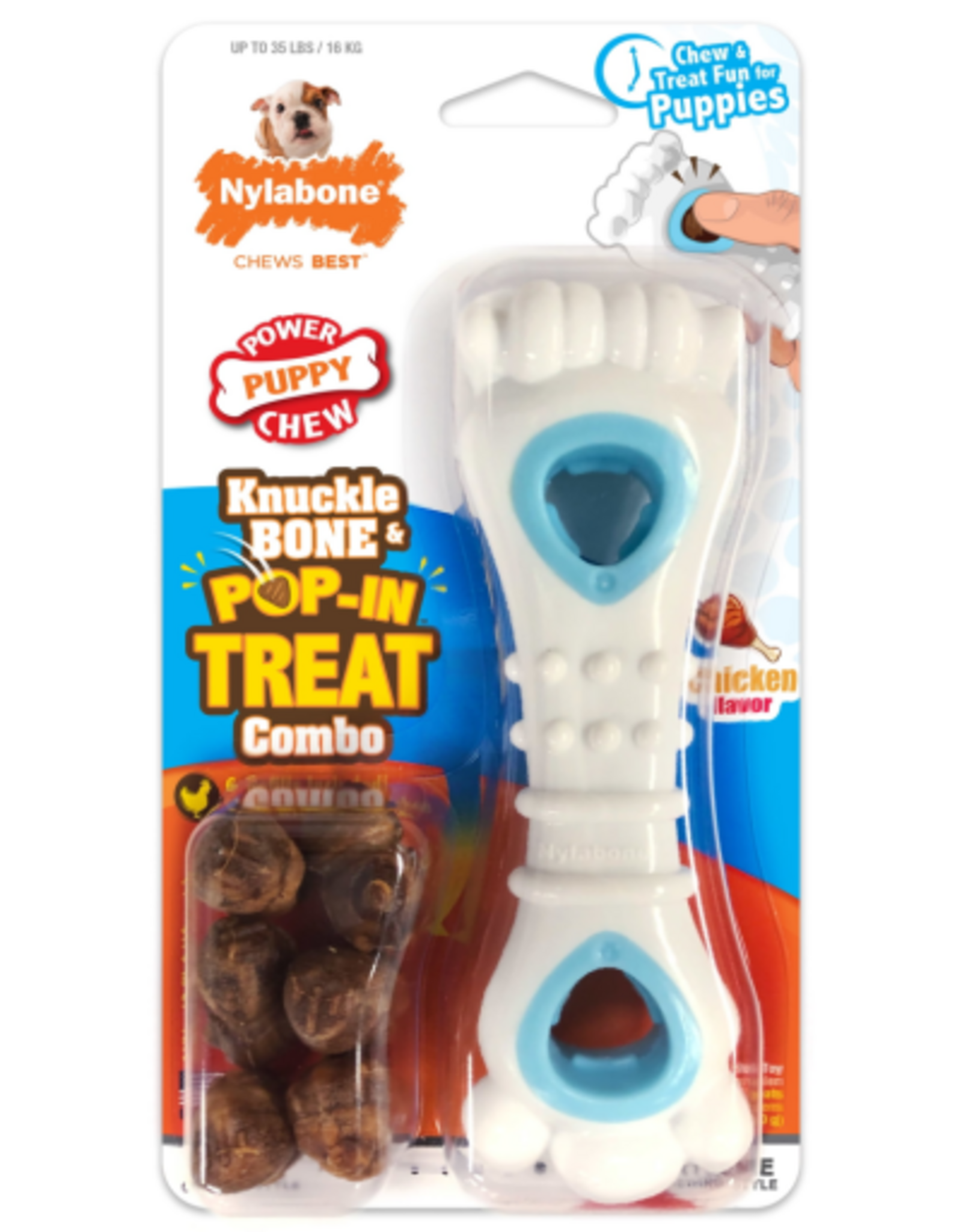Nylabone Nylabone Puppy Power Chew Souper Bone & Pop-In Puppy Treat Toy Combo Chicken - Medium