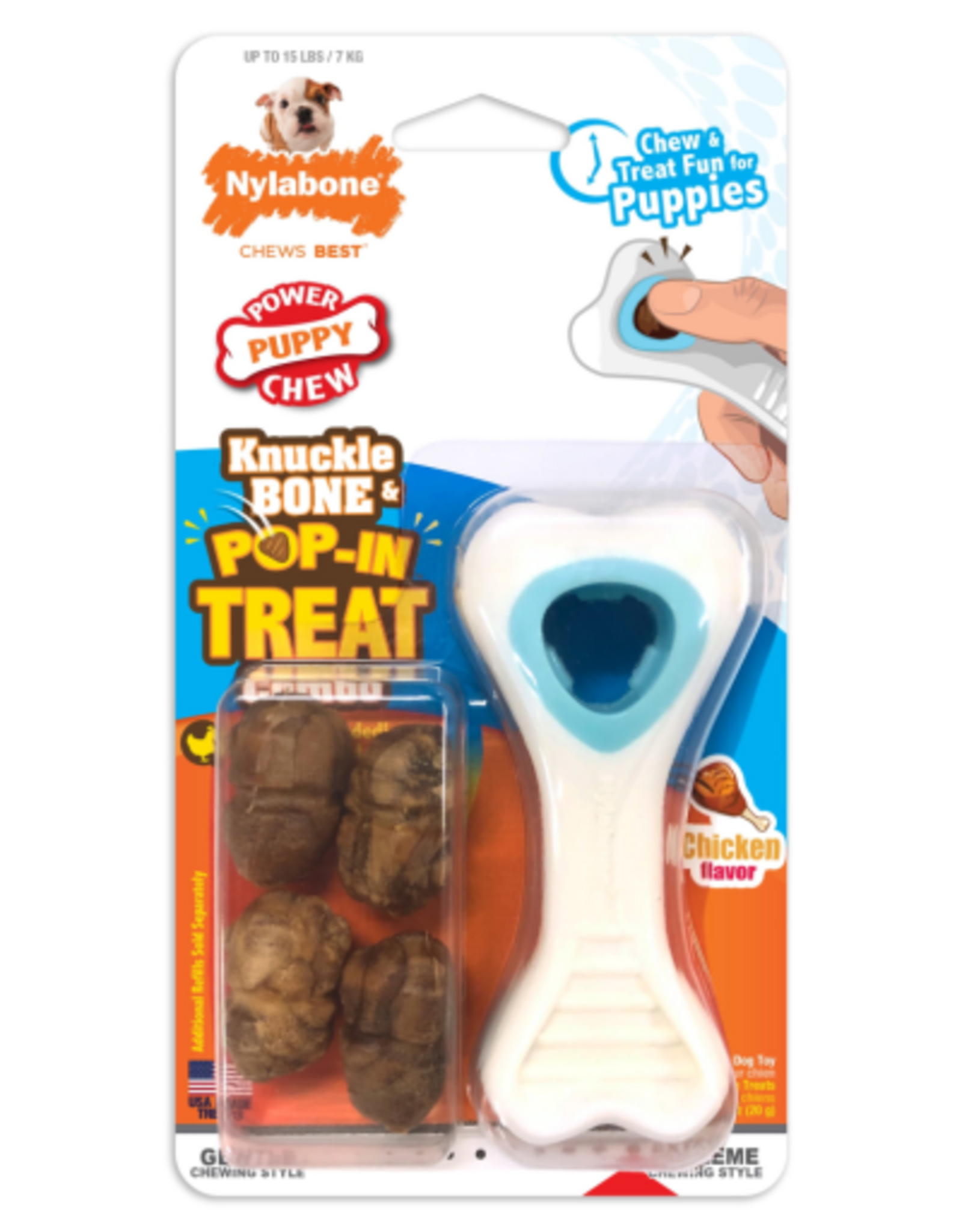 Nylabone Nylabone Puppy Power Chew Souper Bone & Pop-In Puppy Treat Toy Combo Chicken - X-Small