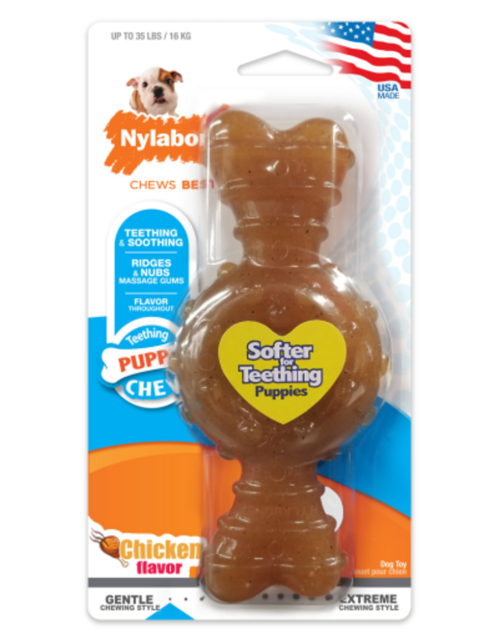Nylabone NYLABONE PUPPY TEETHING RING BONE CHICKEN- WOLF/MEDIUM