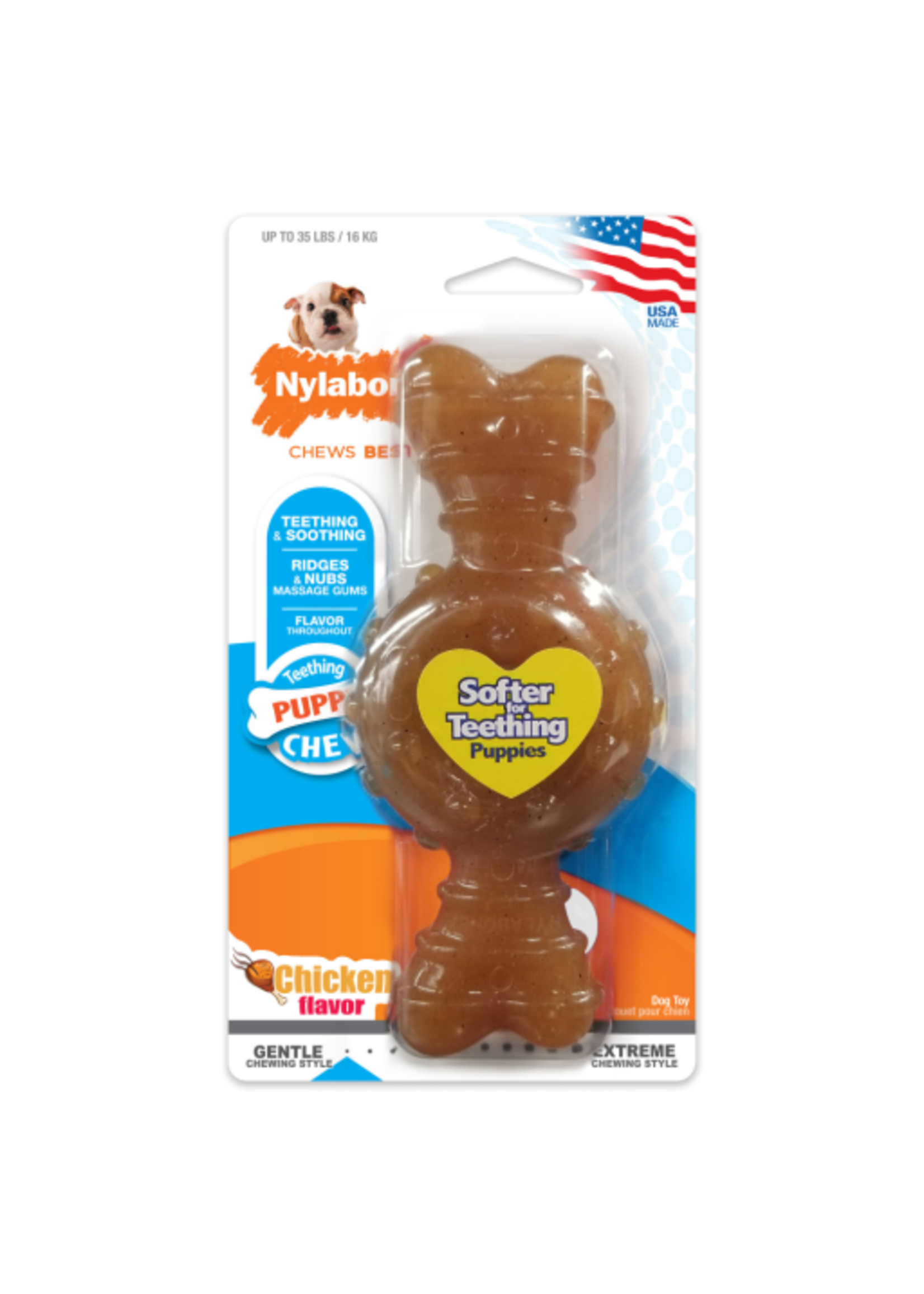 Nylabone NYLABONE PUPPY TEETHING RING BONE CHICKEN- WOLF/MEDIUM