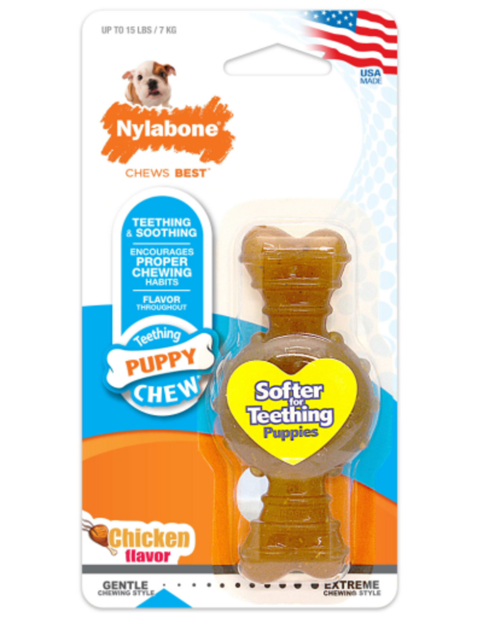 Nylabone NYLABONE PUPPY TEETHING RING BONE CHICKEN- PETITE