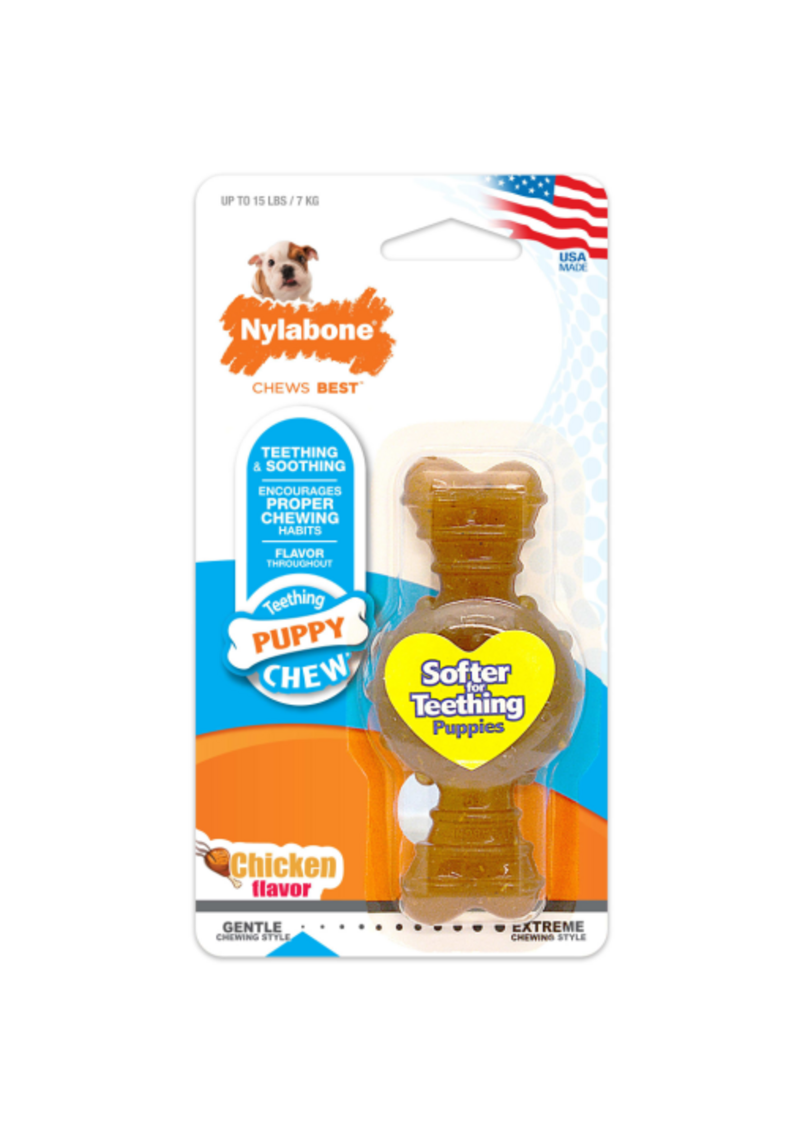Nylabone NYLABONE PUPPY TEETHING RING BONE CHICKEN- PETITE