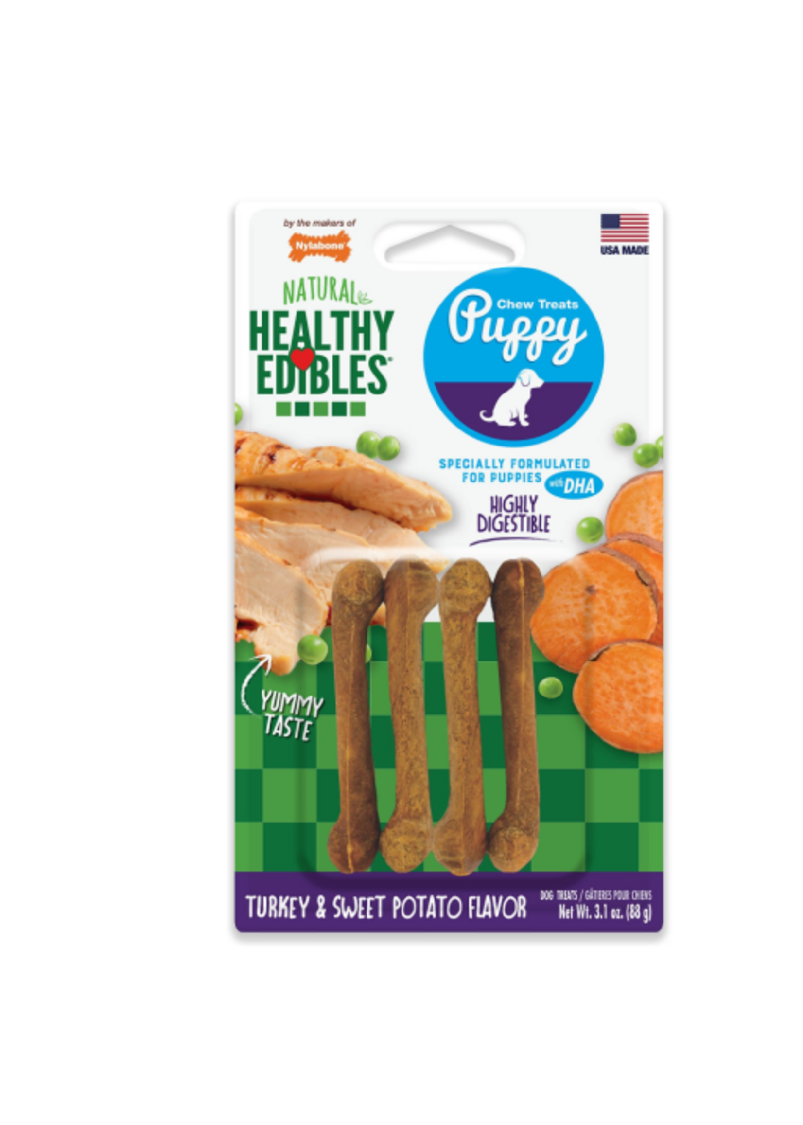 Nylabone Nylabone Healthy Edibles Puppy Chew Treats Turkey & Sweet Potato - X-Small 4 Pack
