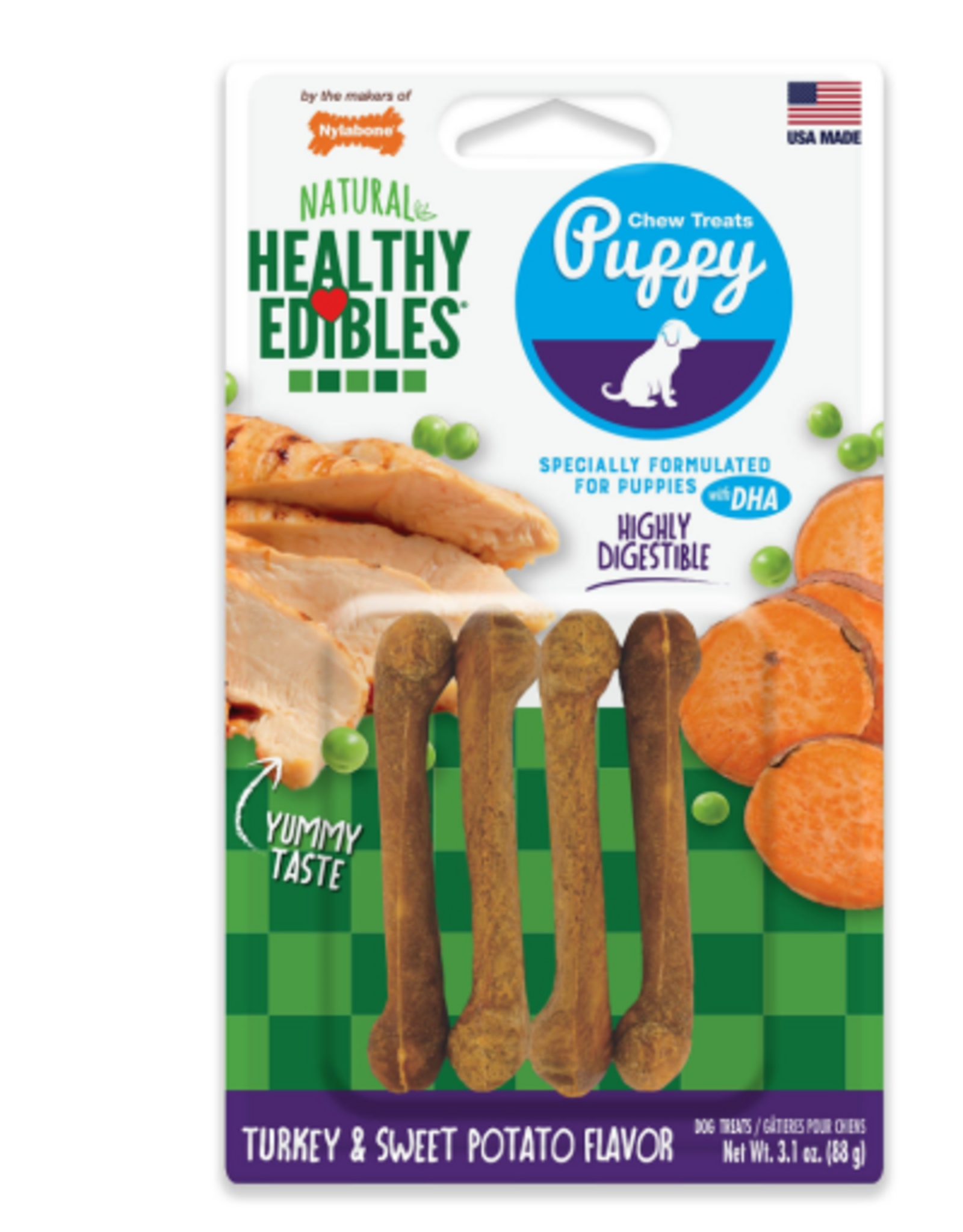 Nylabone Nylabone Healthy Edibles Puppy Chew Treats Turkey & Sweet Potato - X-Small 4 Pack