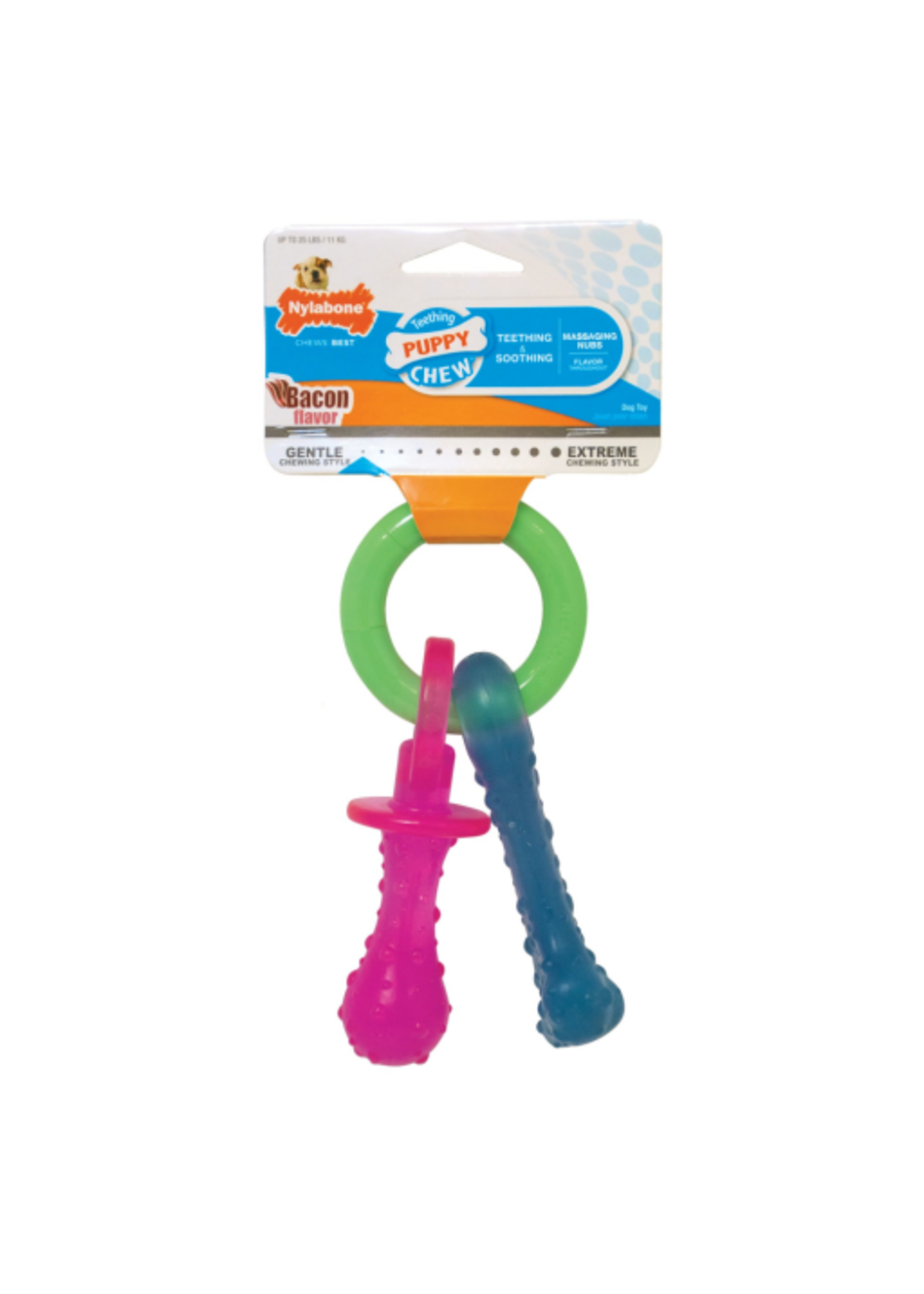 Nylabone Nylabone Puppy Chew Teething Pacifier Bacon Flavor - X-Small