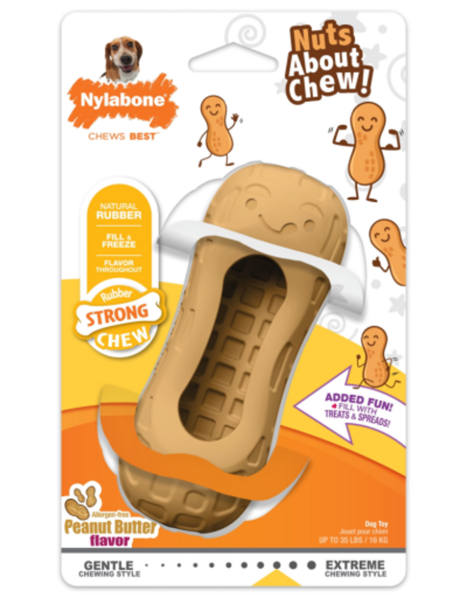 Nylabone Nylabone Strong Chew Fillable Peanut Dog Toy - Medium