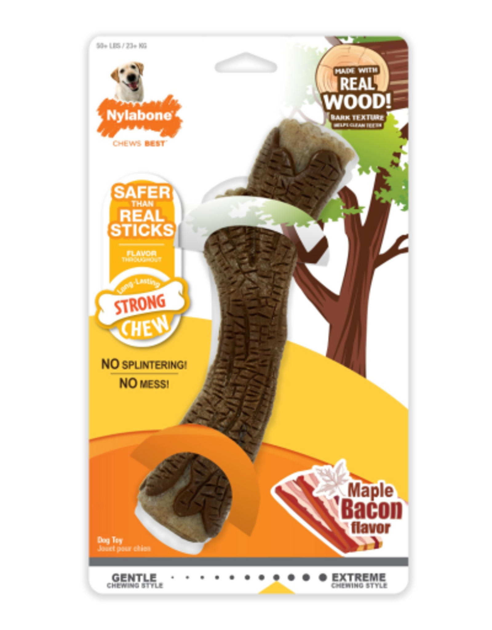 Nylabone Nylabone Strong Chew Maple Bacon Flavor Real Wood Stick Toy for Dogs - XL