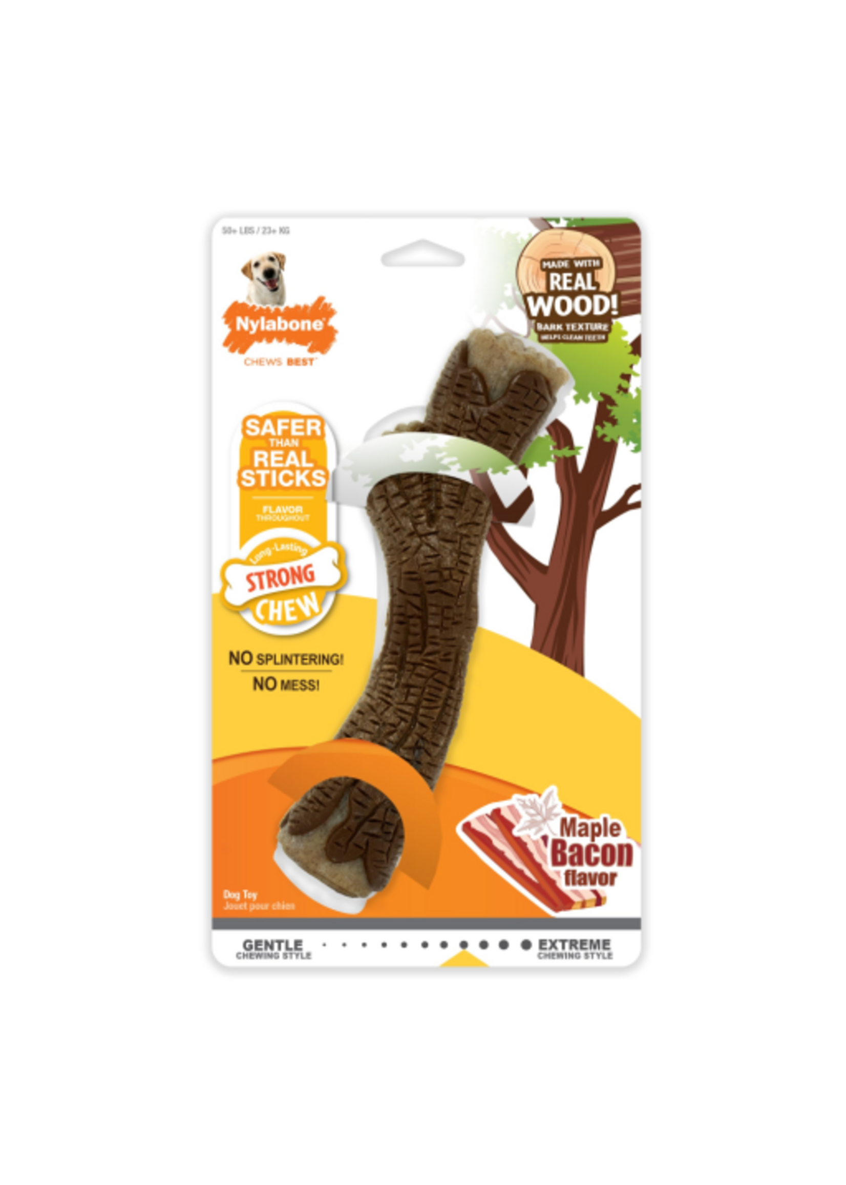 Nylabone Nylabone Strong Chew Maple Bacon Flavor Real Wood Stick Toy for Dogs - XL