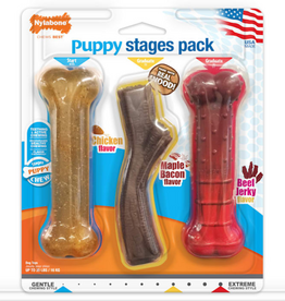 Nylabone Nylabone Puppy Chew Stages Triple Chew Dog Toy Pack Bones - Medium