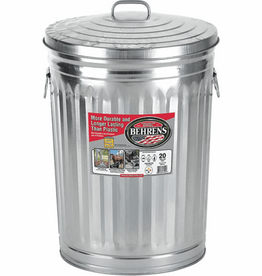 Behrens Behrens Galvanized Steel Utility Garbage Can With Lid 20 Gallon