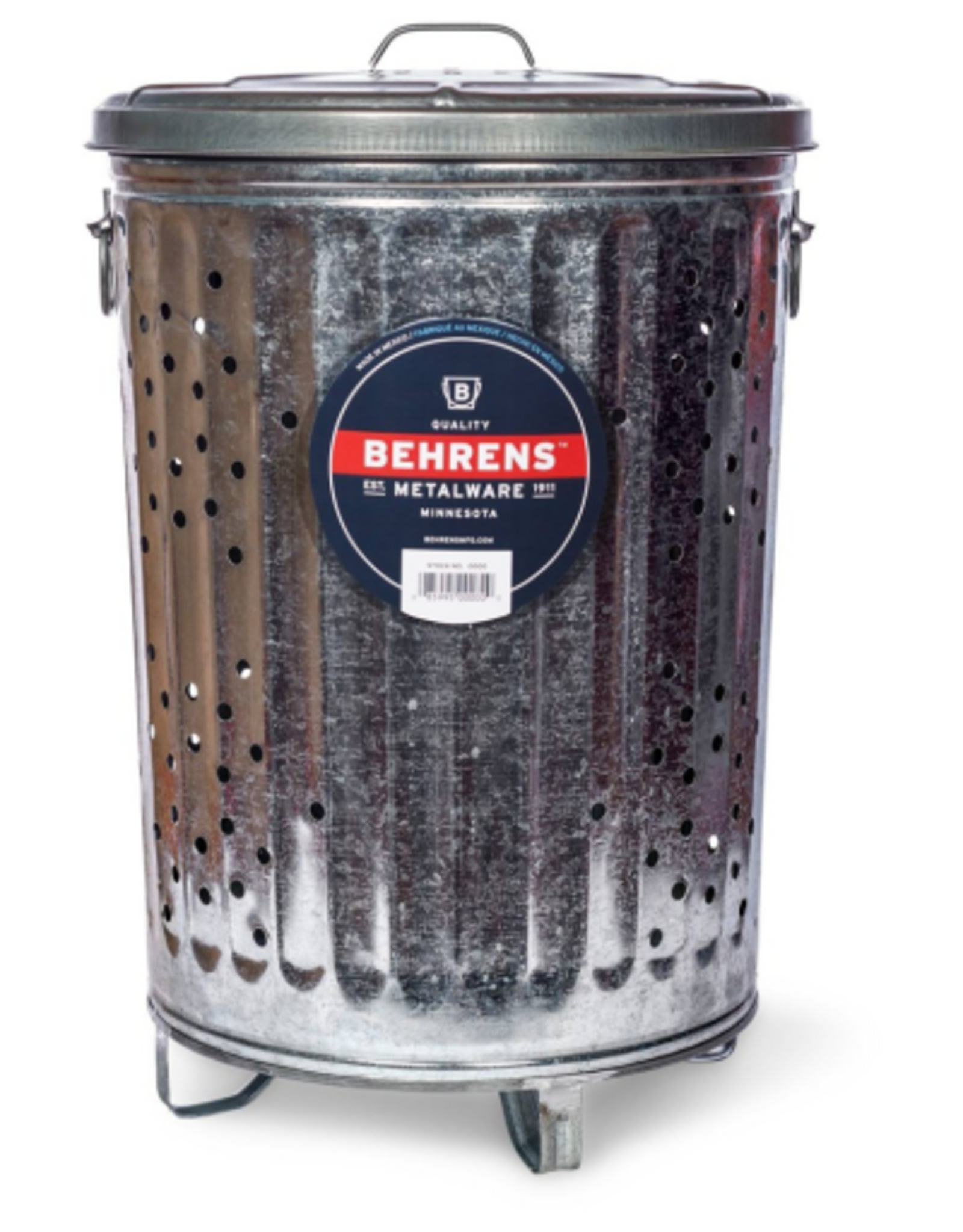 Behrens Behrens Galvanized Steel Composter Burning Can with Lid 20 Gallon