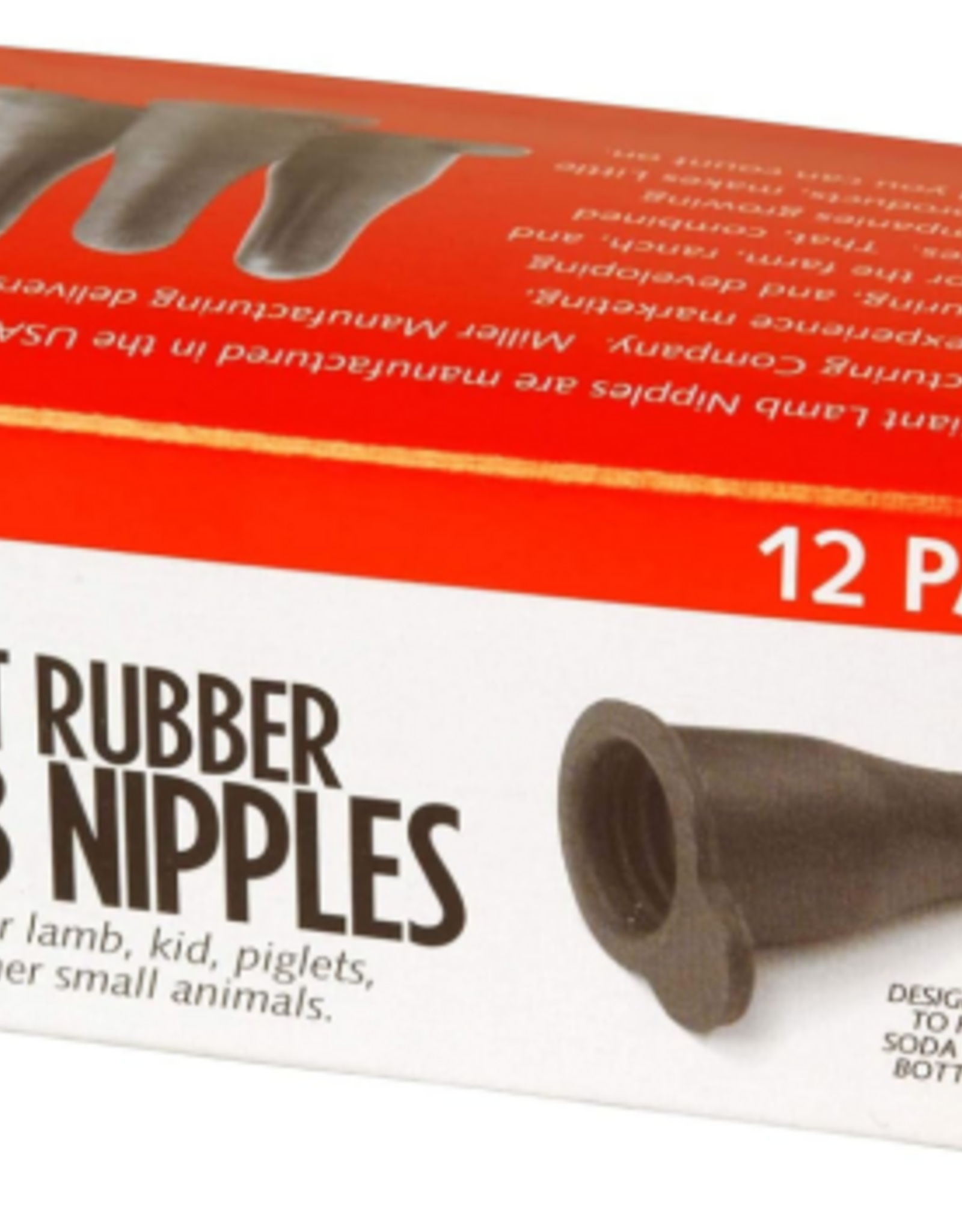 Miller Little Giant Lamb Nursing Bottle Screw On Nipples 12-Pack