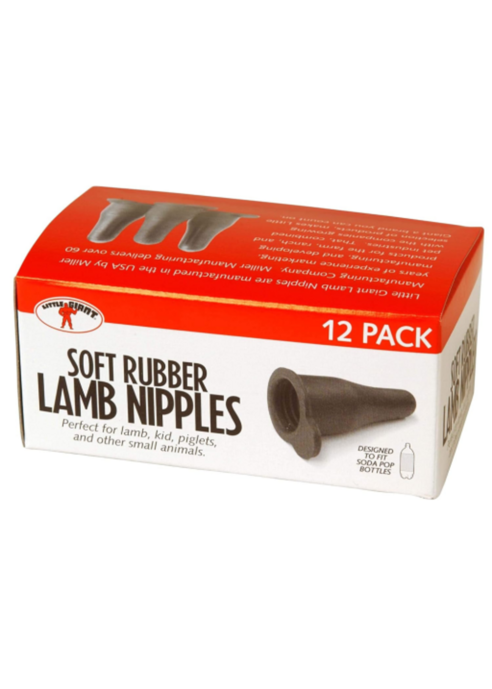 Miller Little Giant Lamb Nursing Bottle Screw On Nipples 12-Pack