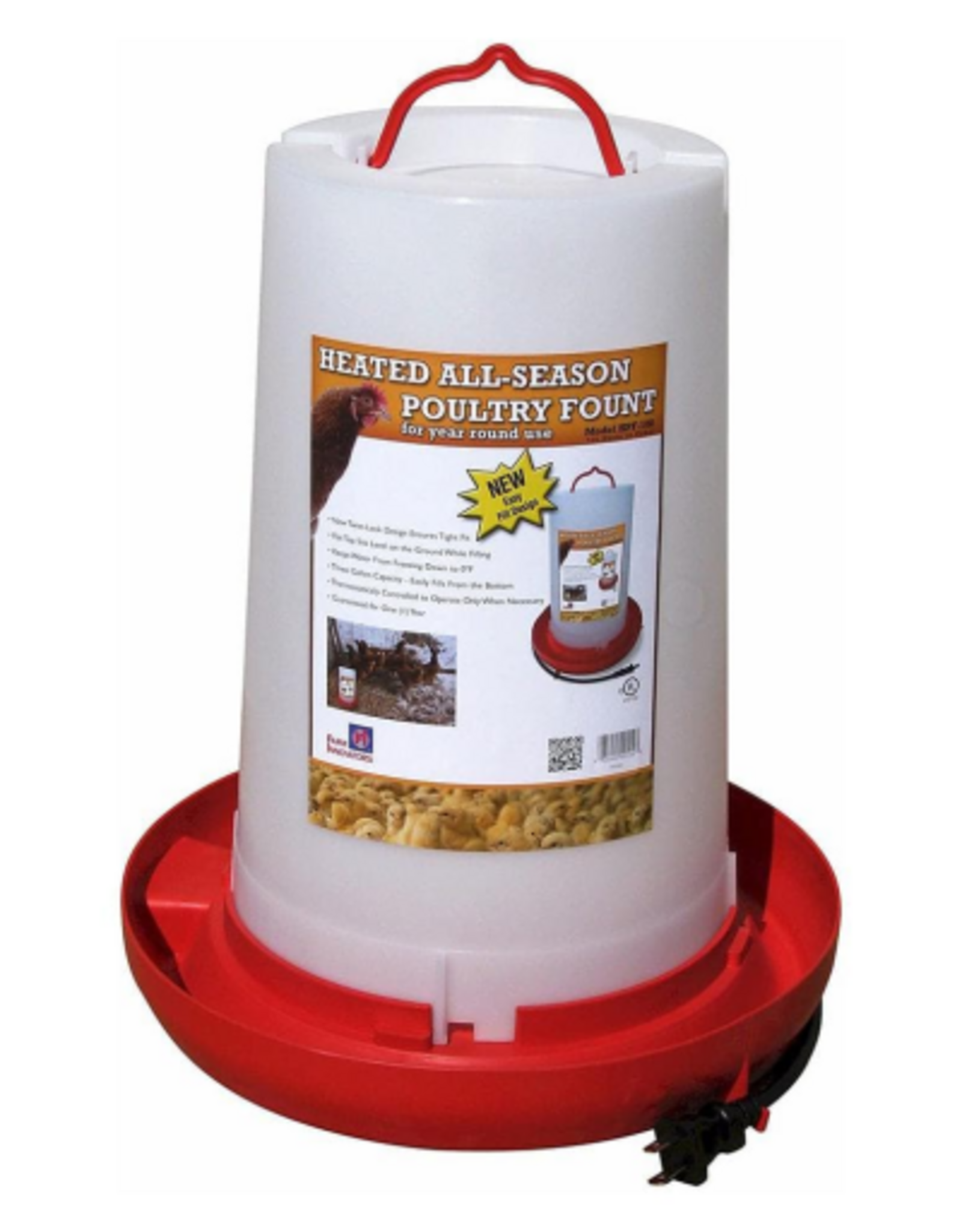 Farm Innovators Farm Innovators HPF-100 Heated Plastic Poultry Fountain 3 Gallons