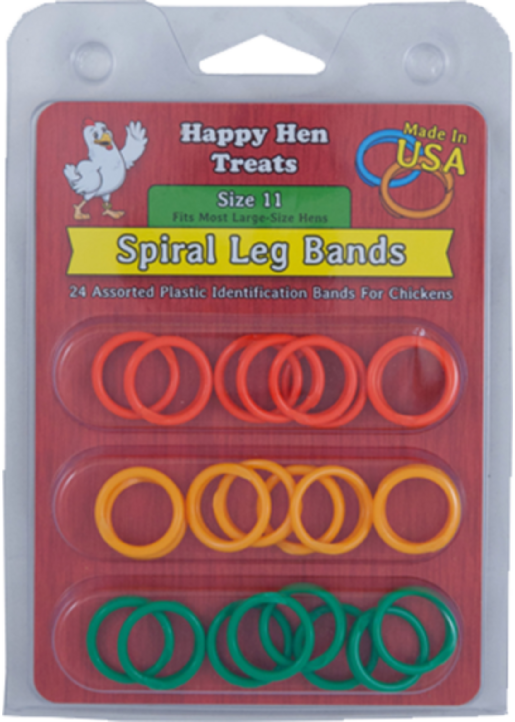 Durvet POULTRY SPIRAL LEG BANDS ASSORTED SIZE 11/24 PACK