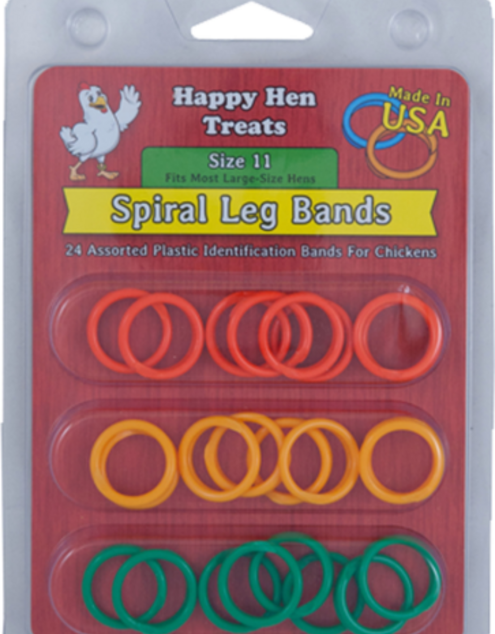 Durvet POULTRY SPIRAL LEG BANDS ASSORTED SIZE 11/24 PACK
